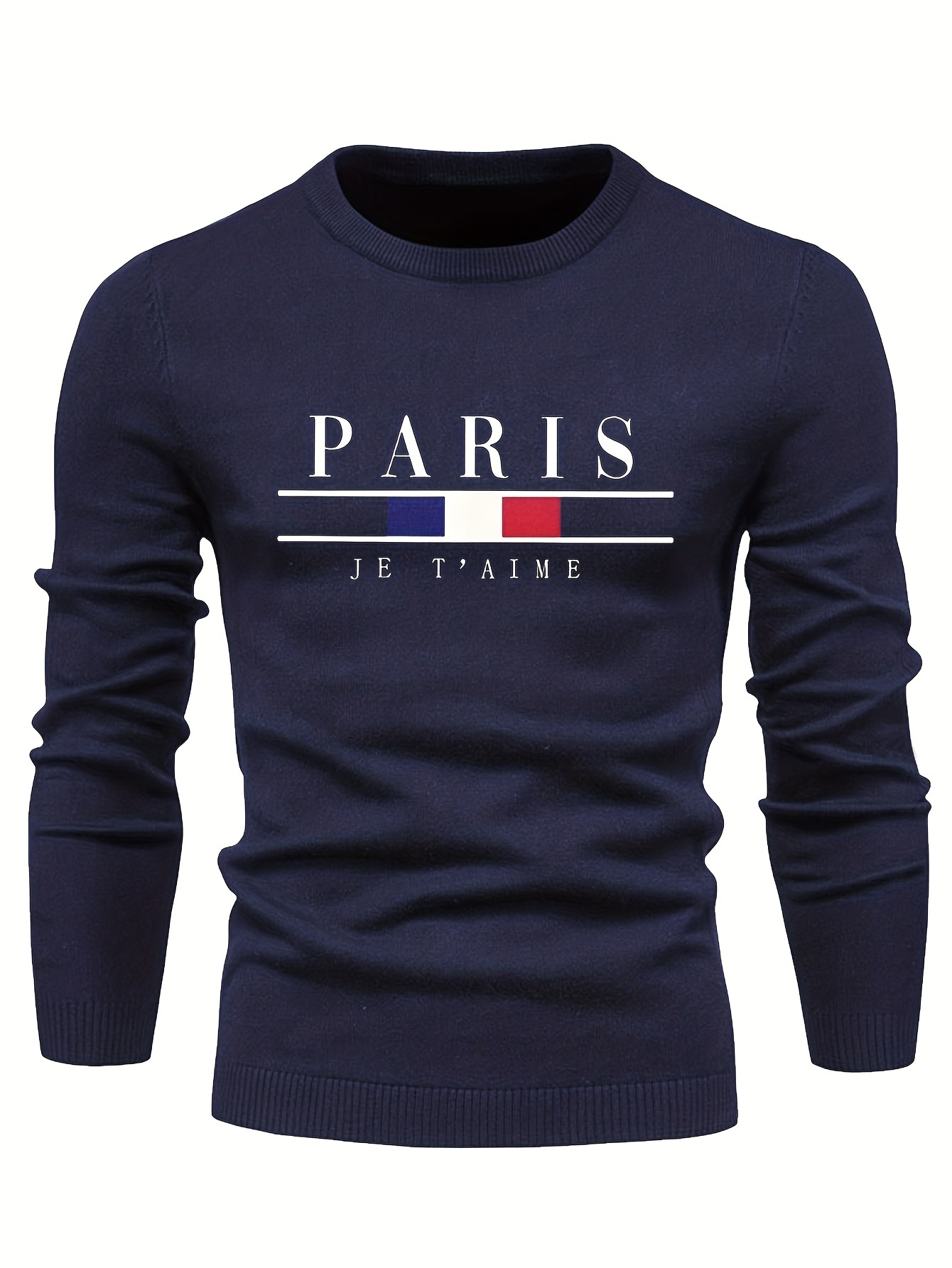 all match knitted sweater classic paris pattern mens casual warm mid stretch crew neck pullover sweater for men fall winter details 15