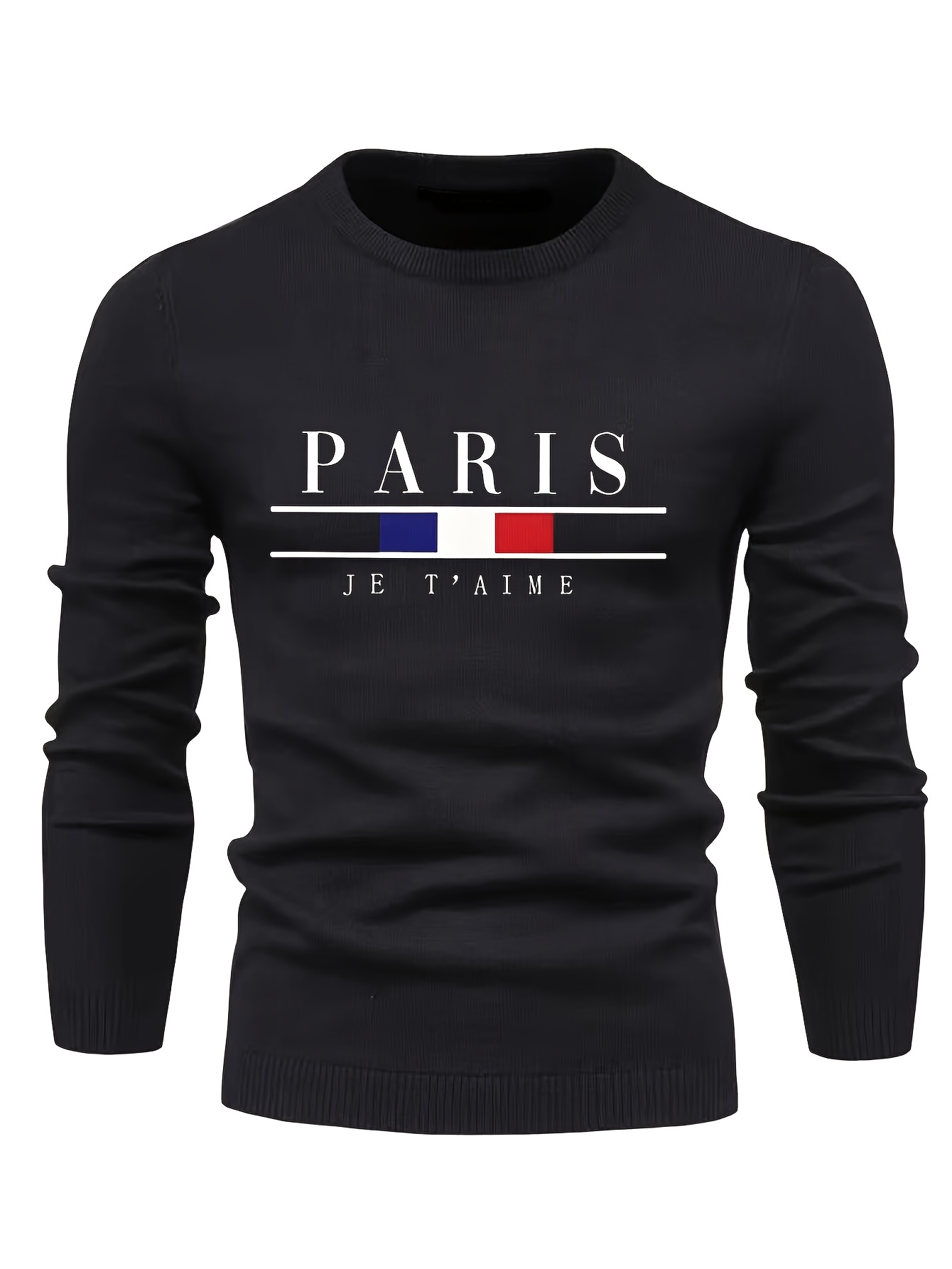 all match knitted sweater classic paris pattern mens casual warm mid stretch crew neck pullover sweater for men fall winter details 21