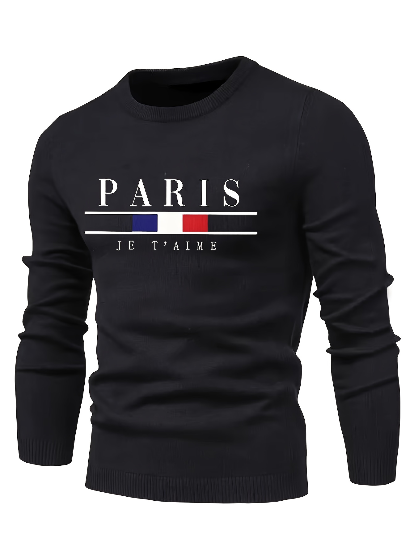 all match knitted sweater classic paris pattern mens casual warm mid stretch crew neck pullover sweater for men fall winter details 22