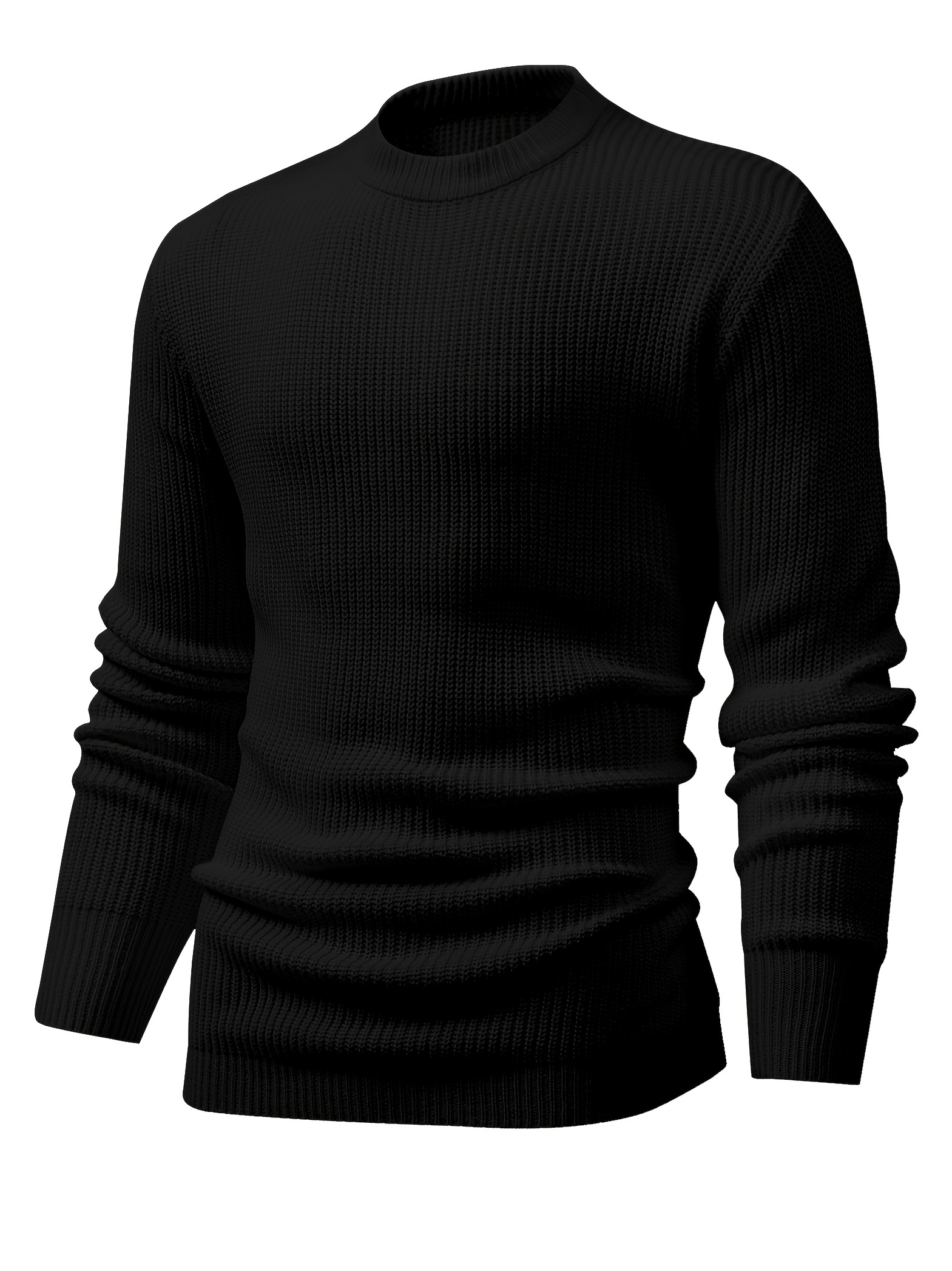 all match knitted sweater mens casual warm mid stretch round neck pullover sweater for fall winter details 1