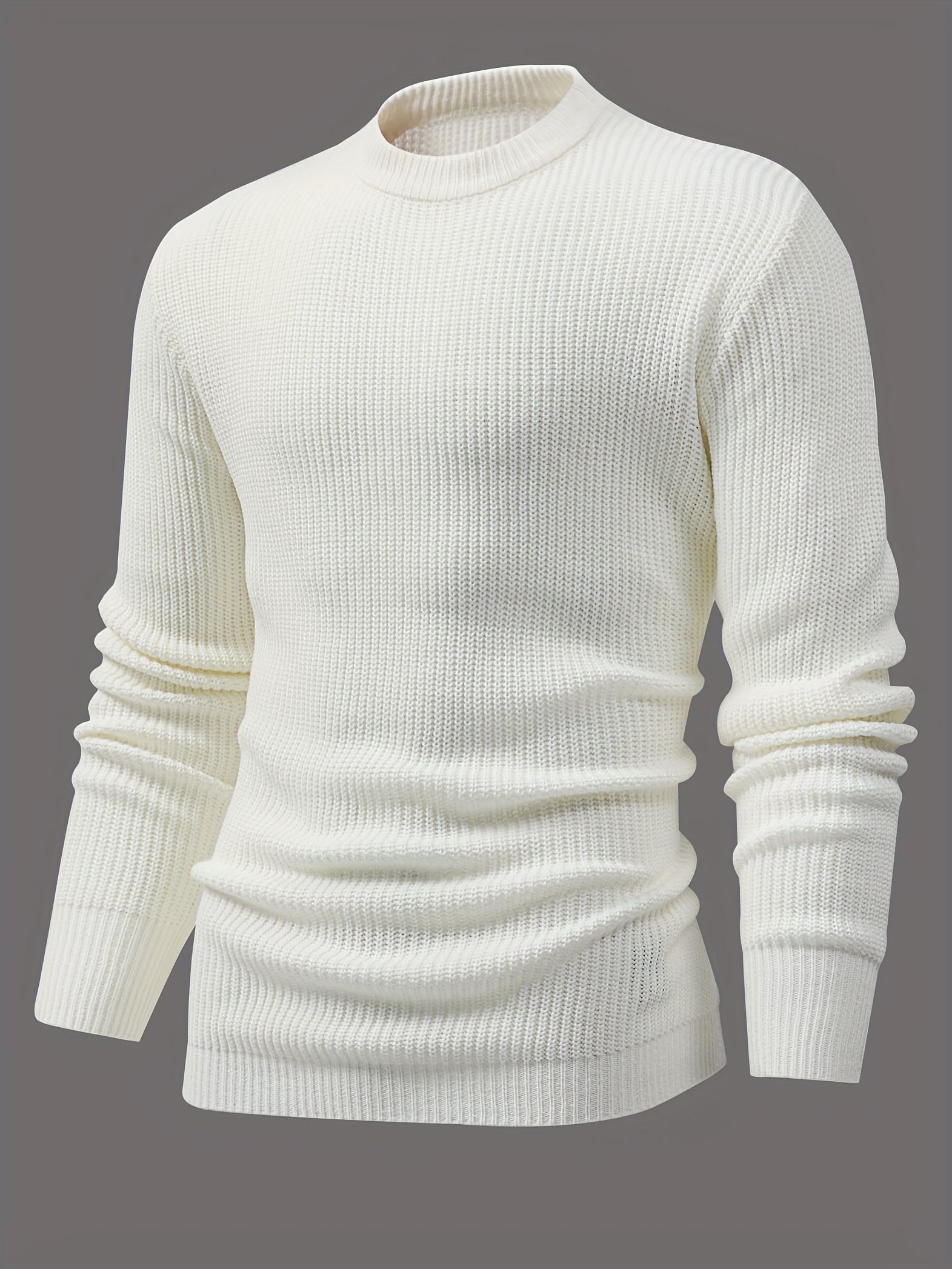 all match knitted sweater mens casual warm mid stretch round neck pullover sweater for fall winter details 5