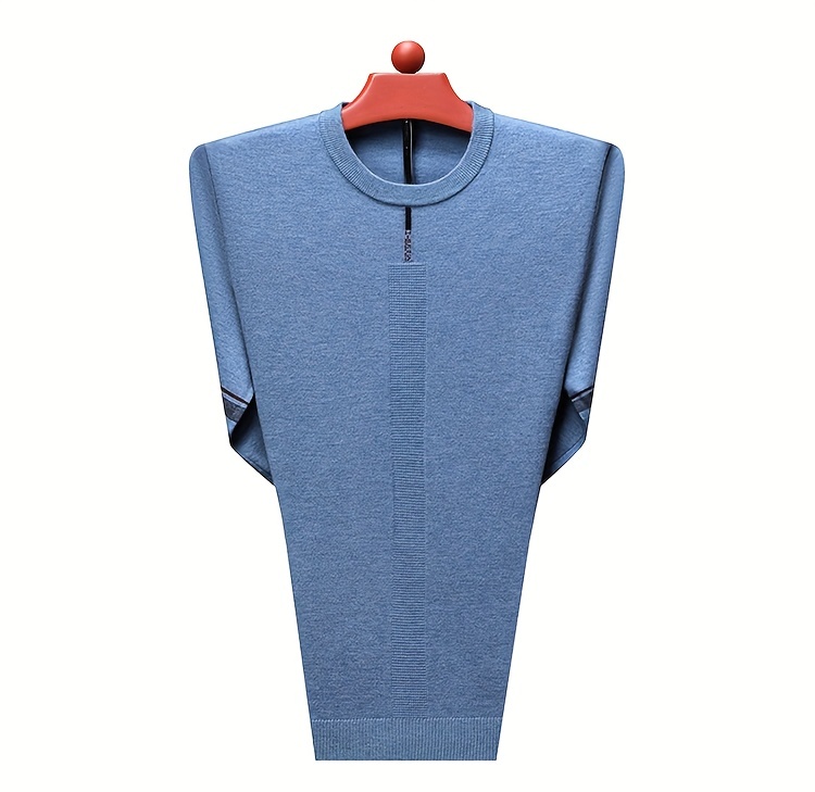 mens solid knit sweater casual elegant pullover for spring fall winter mens clothing details 10