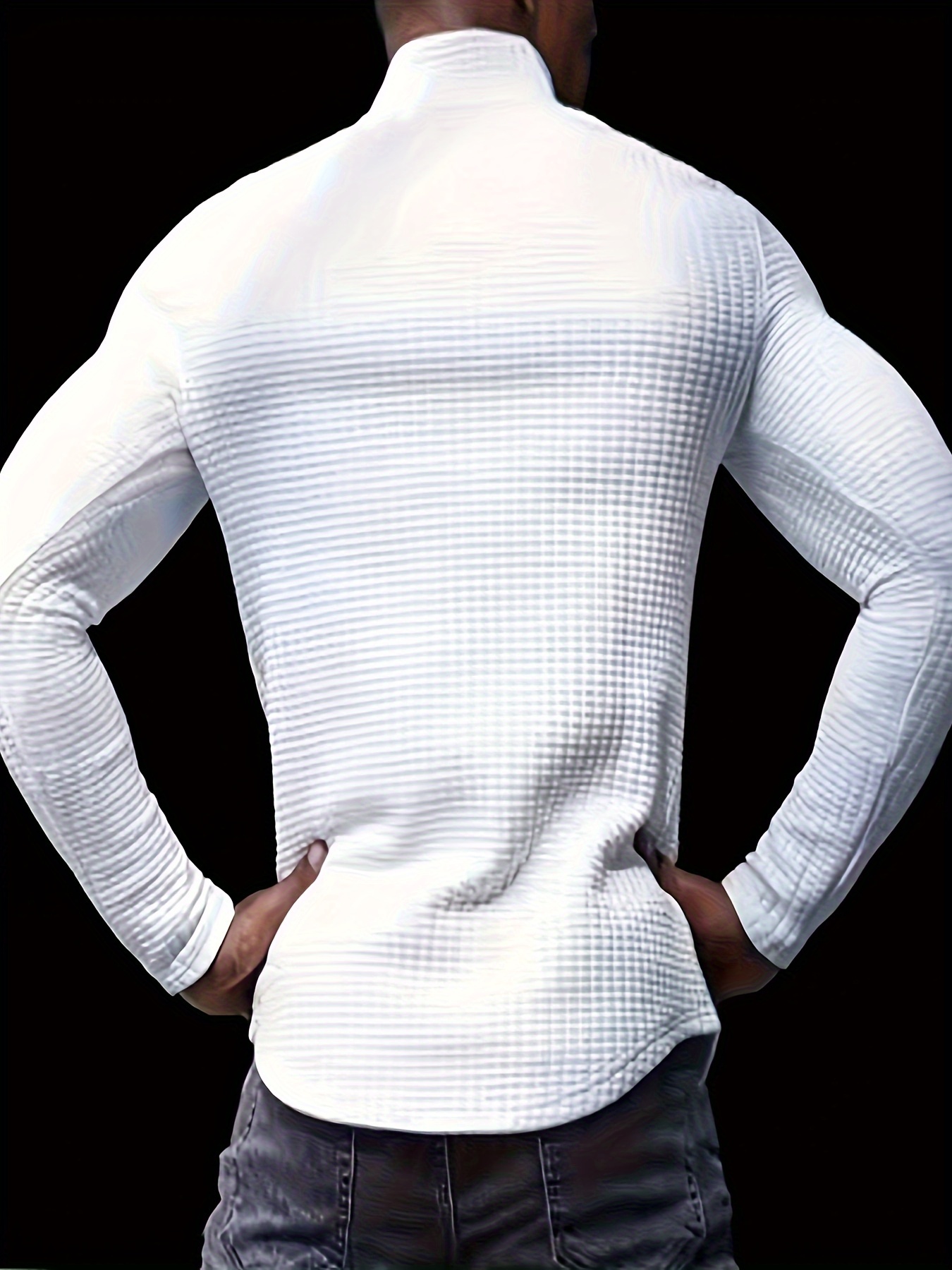 chic waffle knitted shirt mens casual lapel slightly stretch v neck pullover sweater for men winter fall details 1