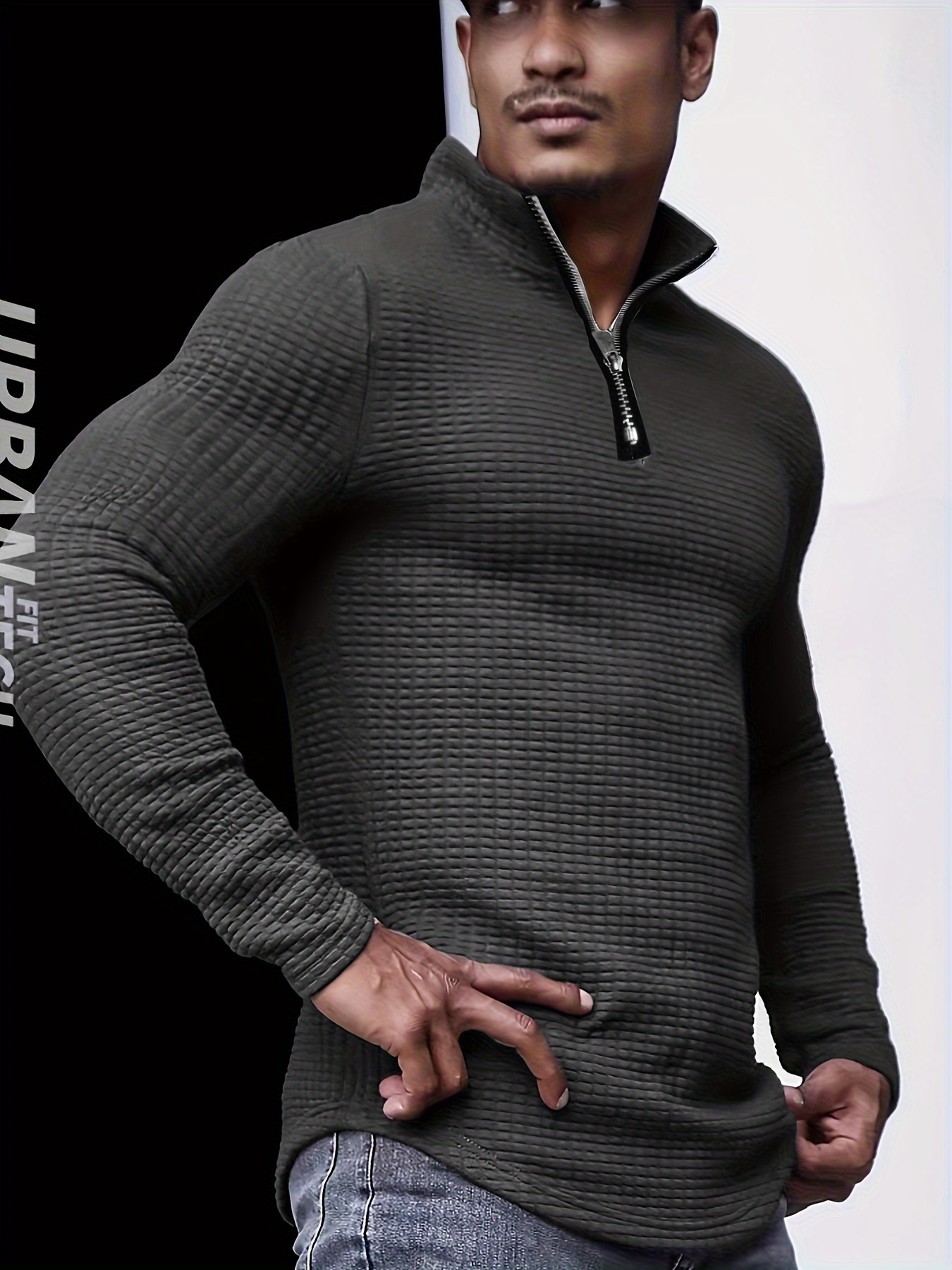 chic waffle knitted shirt mens casual lapel slightly stretch v neck pullover sweater for men winter fall details 9