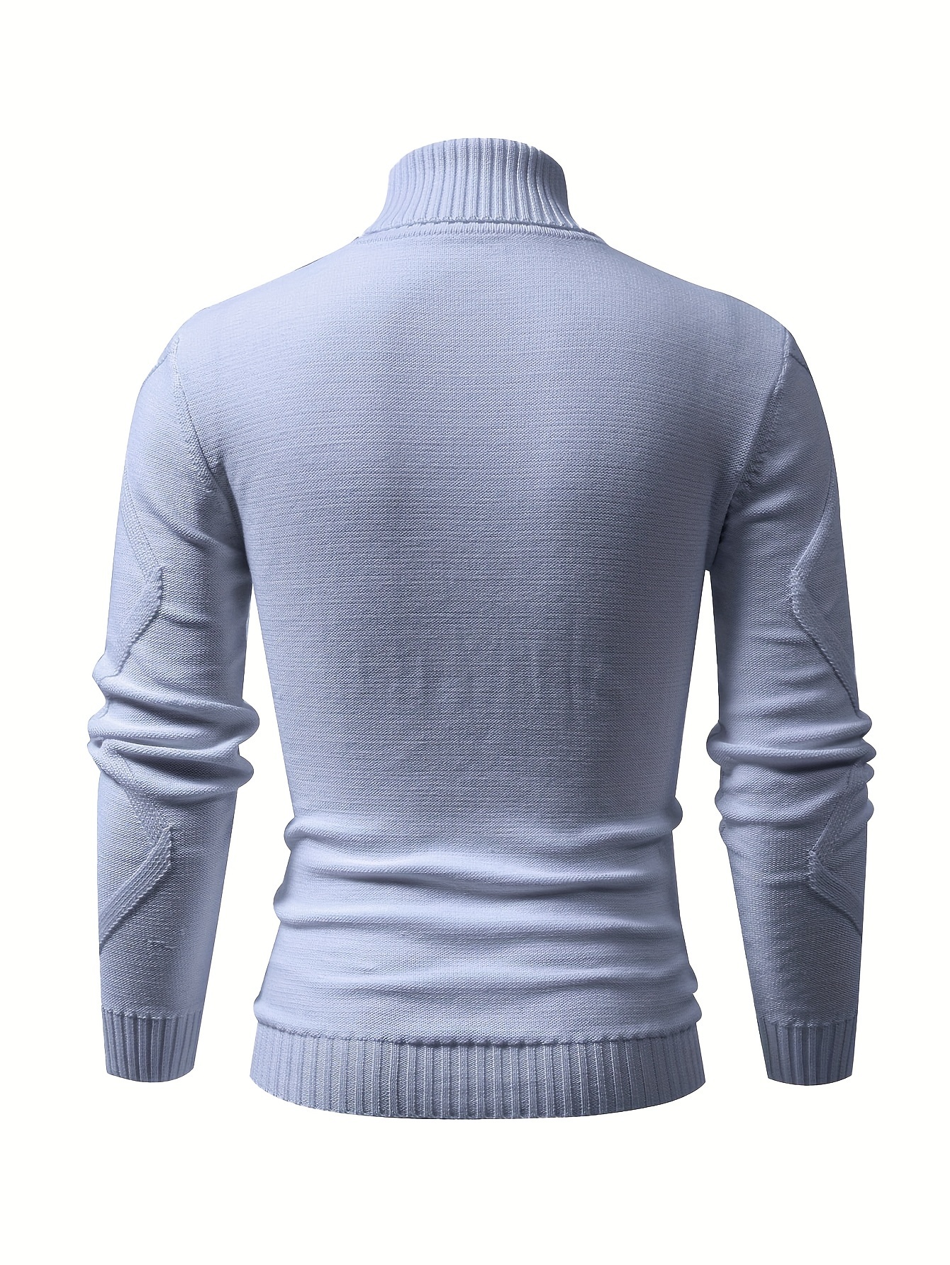 mens stylish solid knitted pullover casual breathable high stretch long sleeve turtle neck top for city walk street hanging outdoor activities details 1