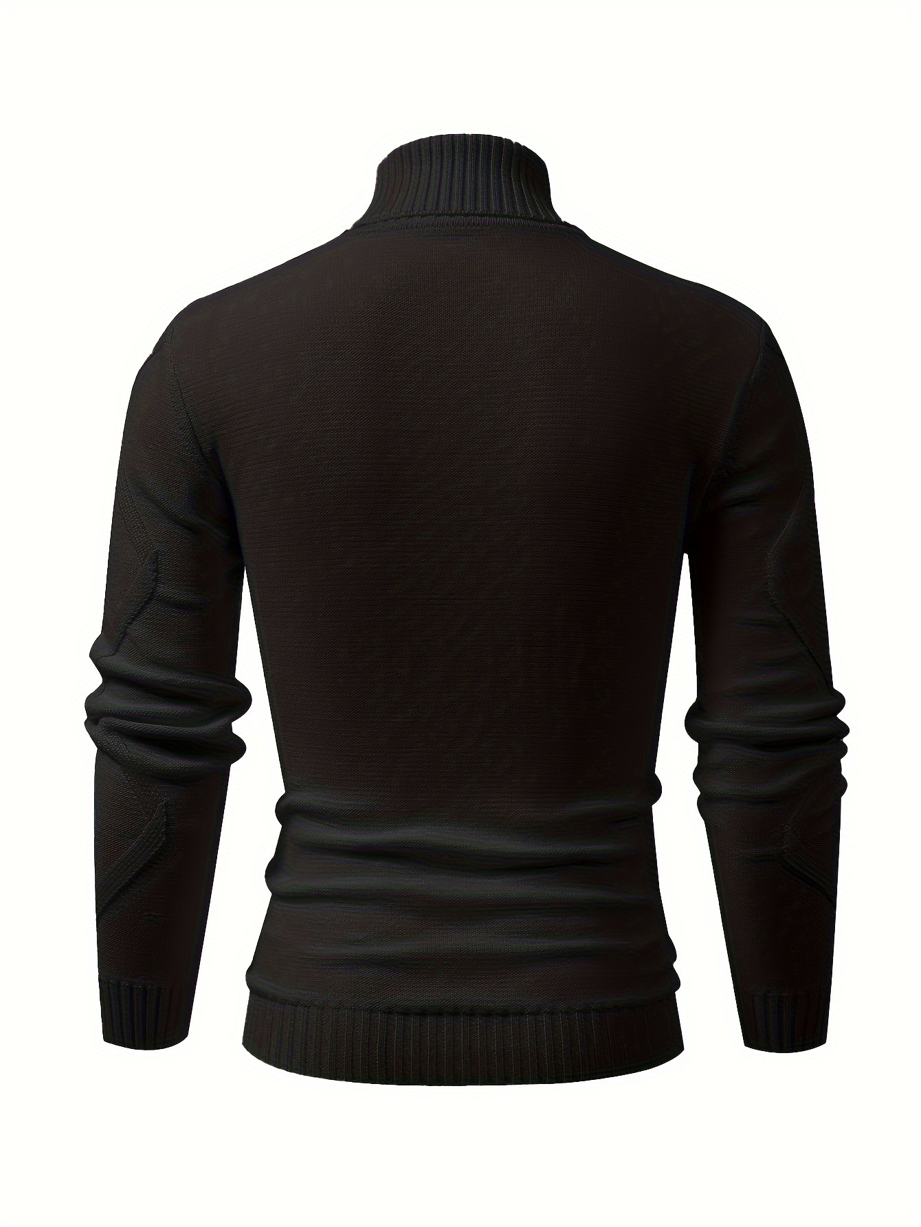 mens stylish solid knitted pullover casual breathable high stretch long sleeve turtle neck top for city walk street hanging outdoor activities details 6