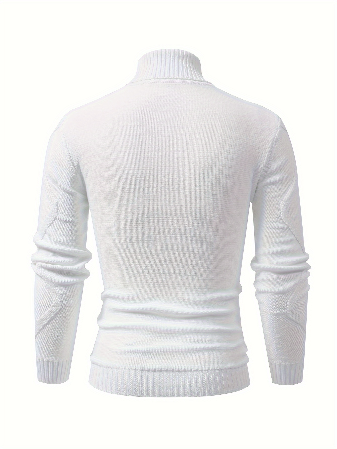 mens stylish solid knitted pullover casual breathable high stretch long sleeve turtle neck top for city walk street hanging outdoor activities details 10