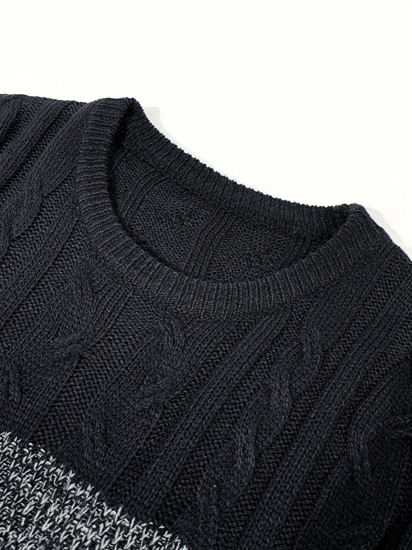 all match knitted cable sweater mens casual warm slightly stretch crew neck pullover sweater for men fall winter details 2