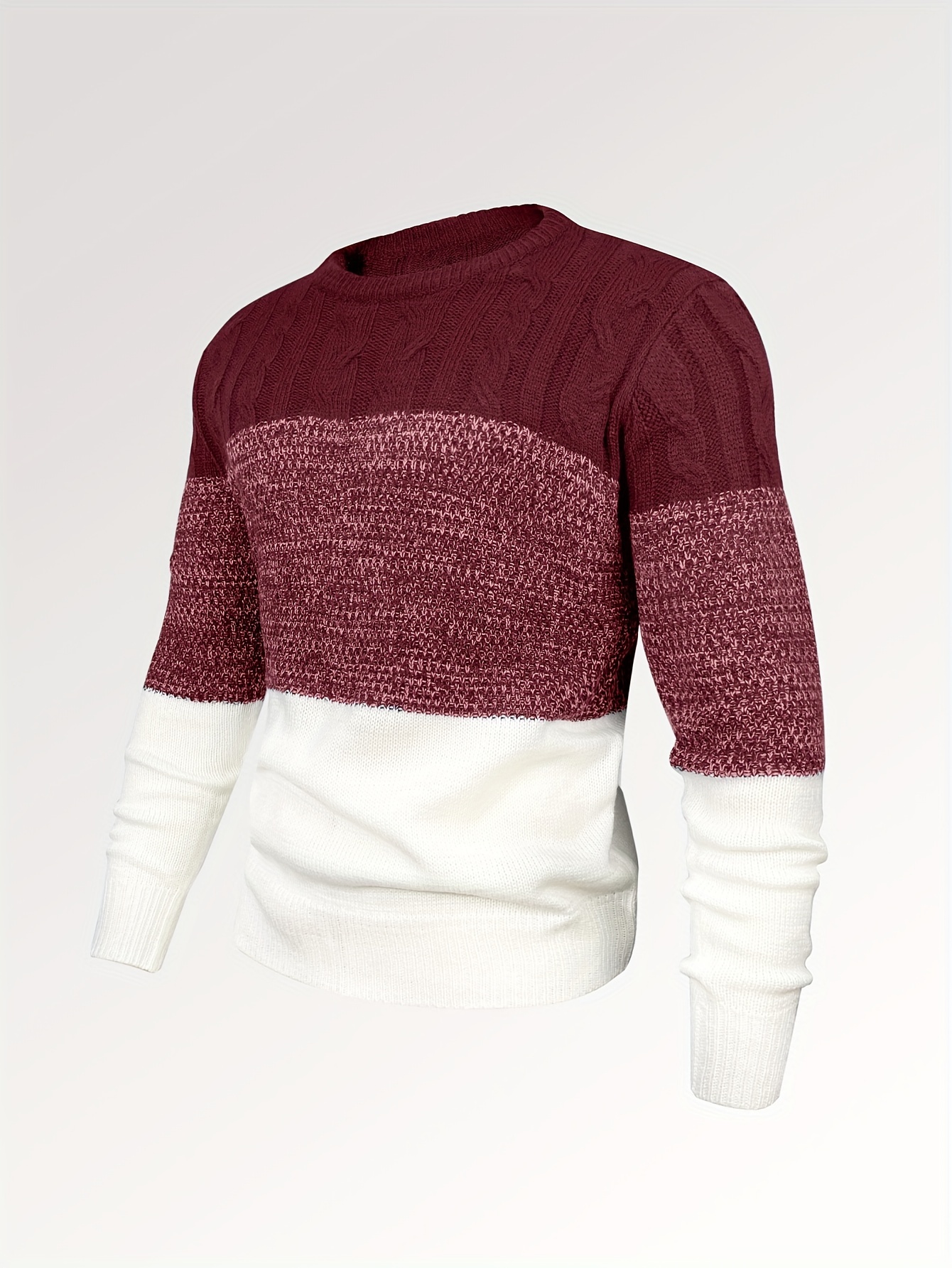 all match knitted cable sweater mens casual warm slightly stretch crew neck pullover sweater for men fall winter details 5