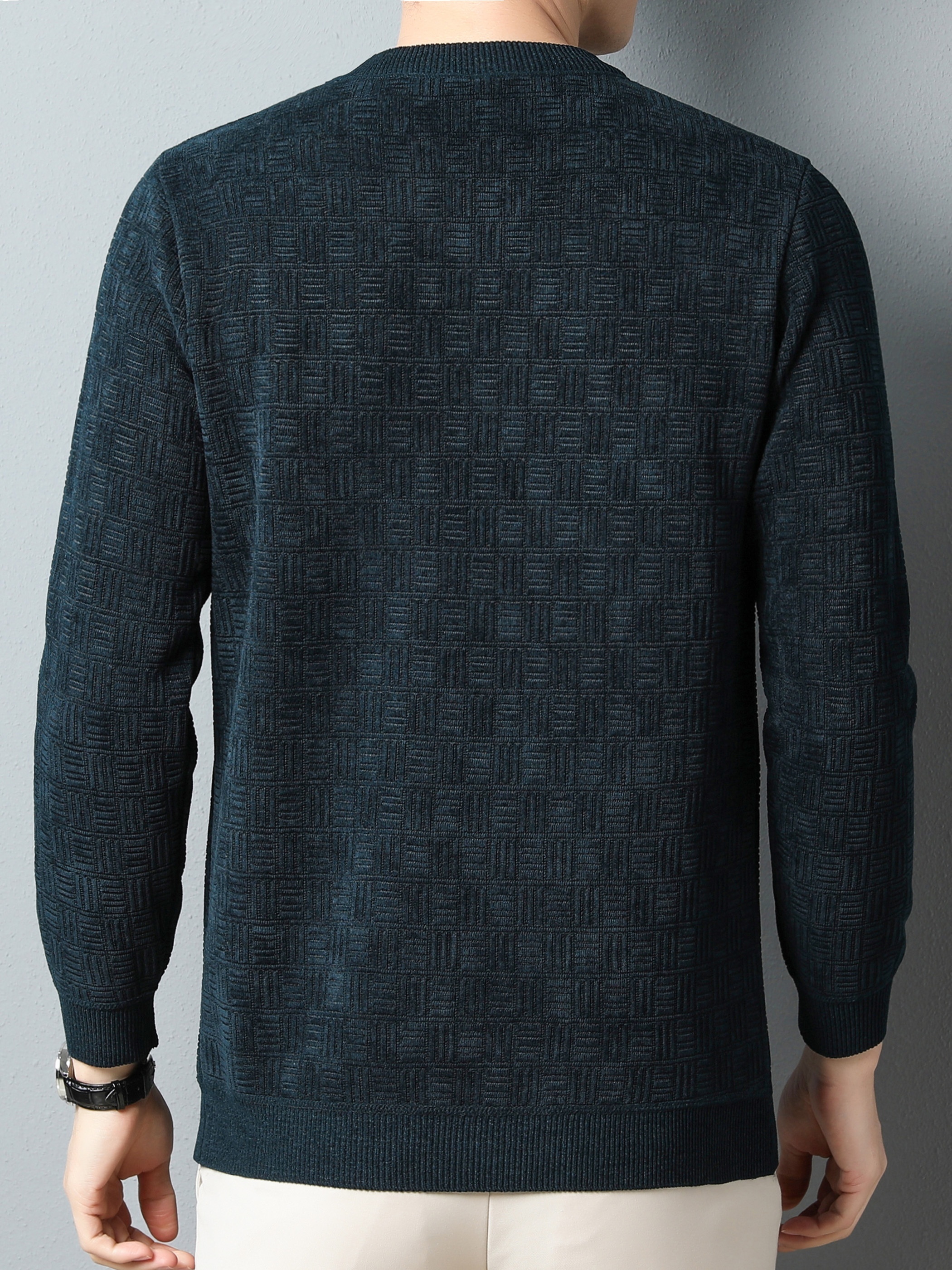 winter new mens casual sweater round neck plus thick base warm sweater best sellers details 1