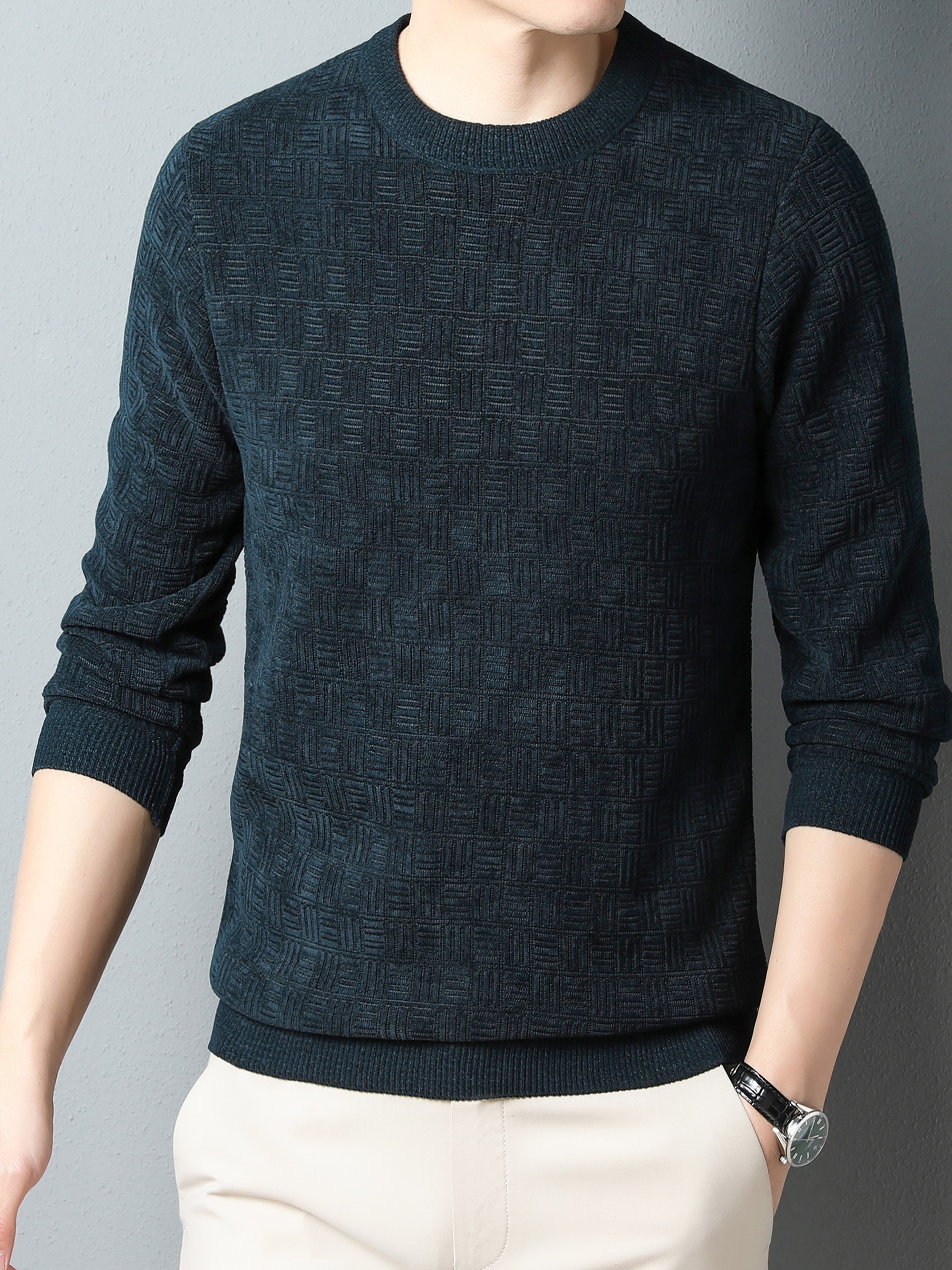 winter new mens casual sweater round neck plus thick base warm sweater best sellers details 6