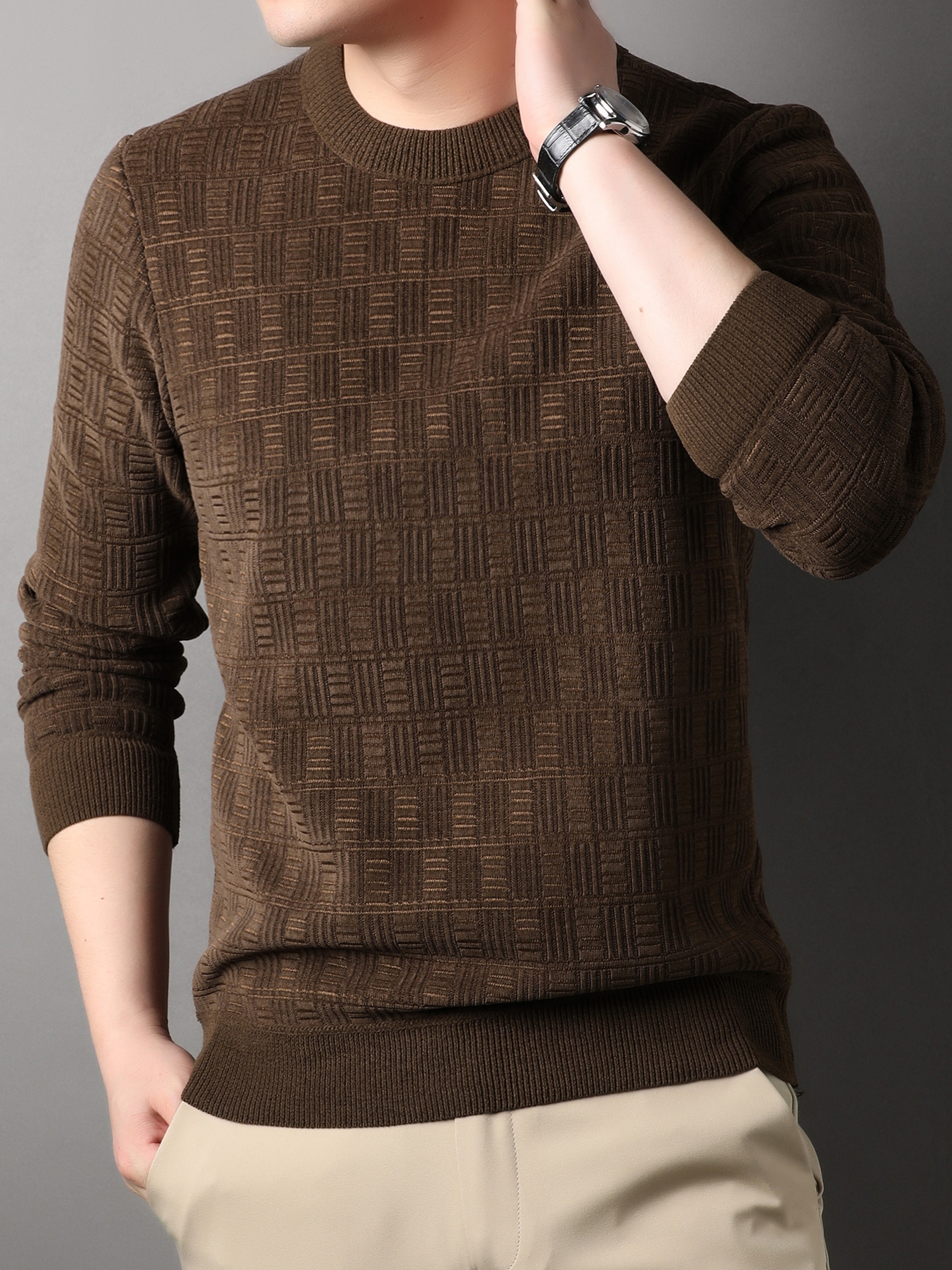 winter new mens casual sweater round neck plus thick base warm sweater best sellers details 8