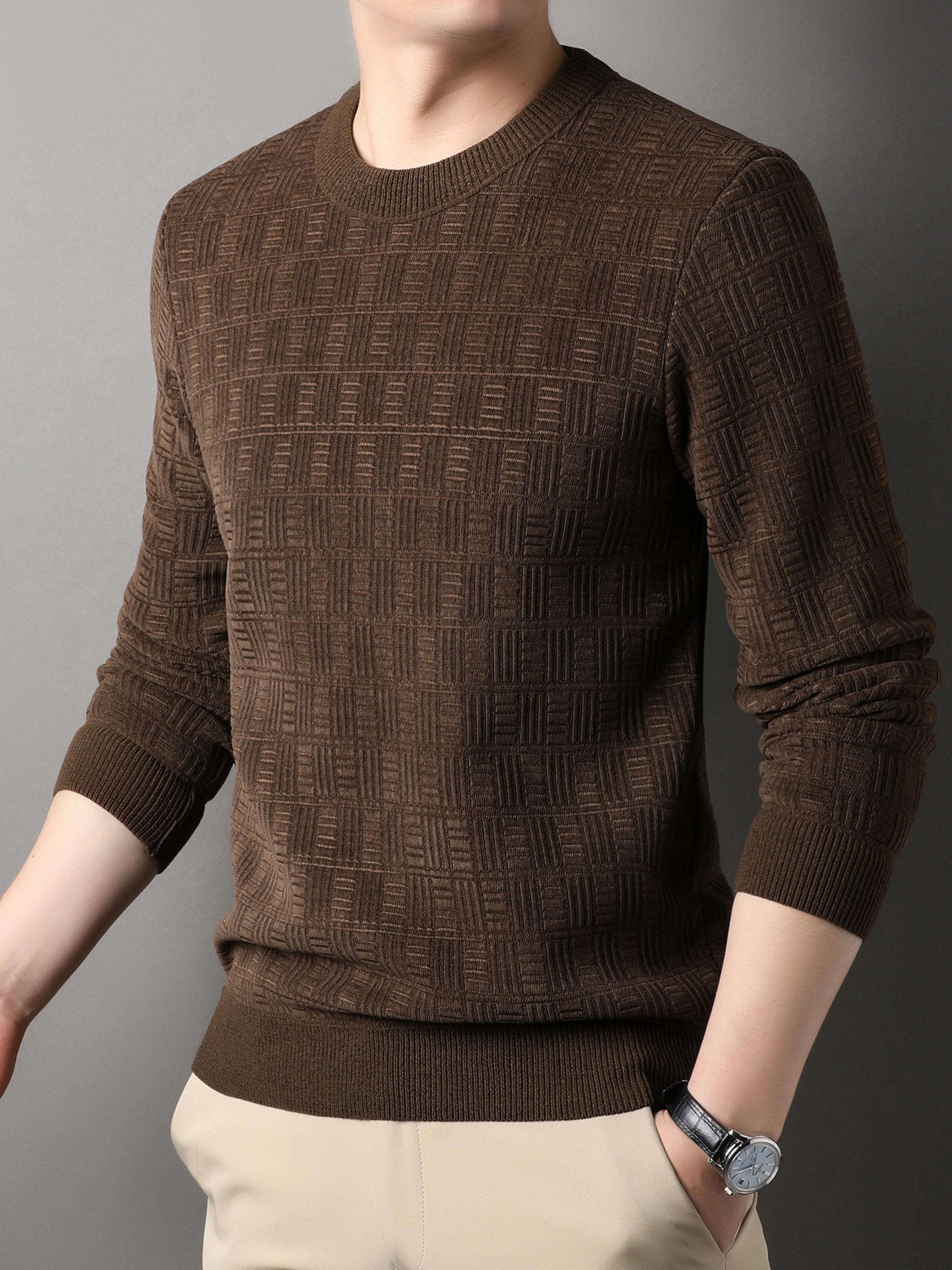 winter new mens casual sweater round neck plus thick base warm sweater best sellers details 14