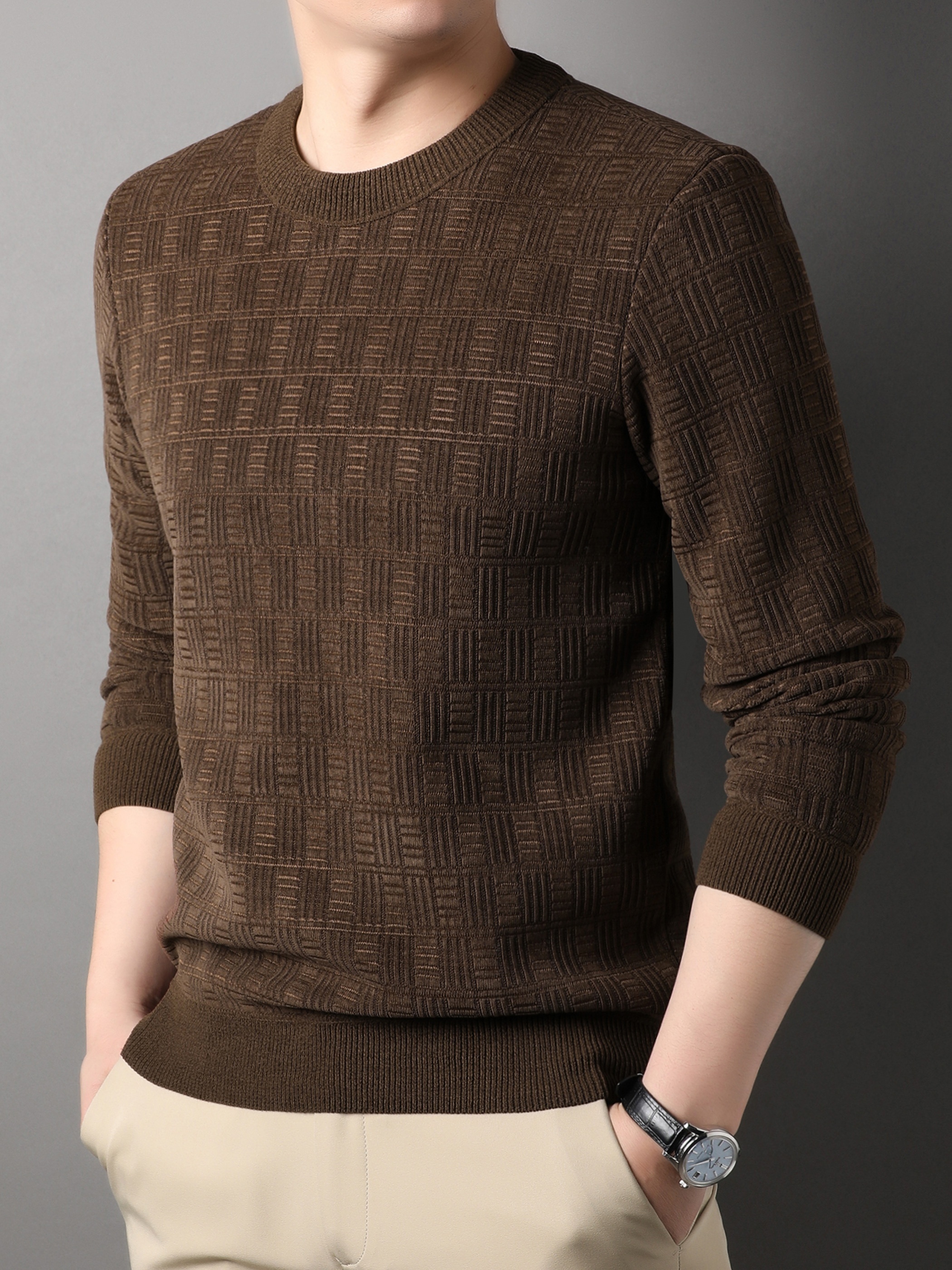 winter new mens casual sweater round neck plus thick base warm sweater best sellers details 15