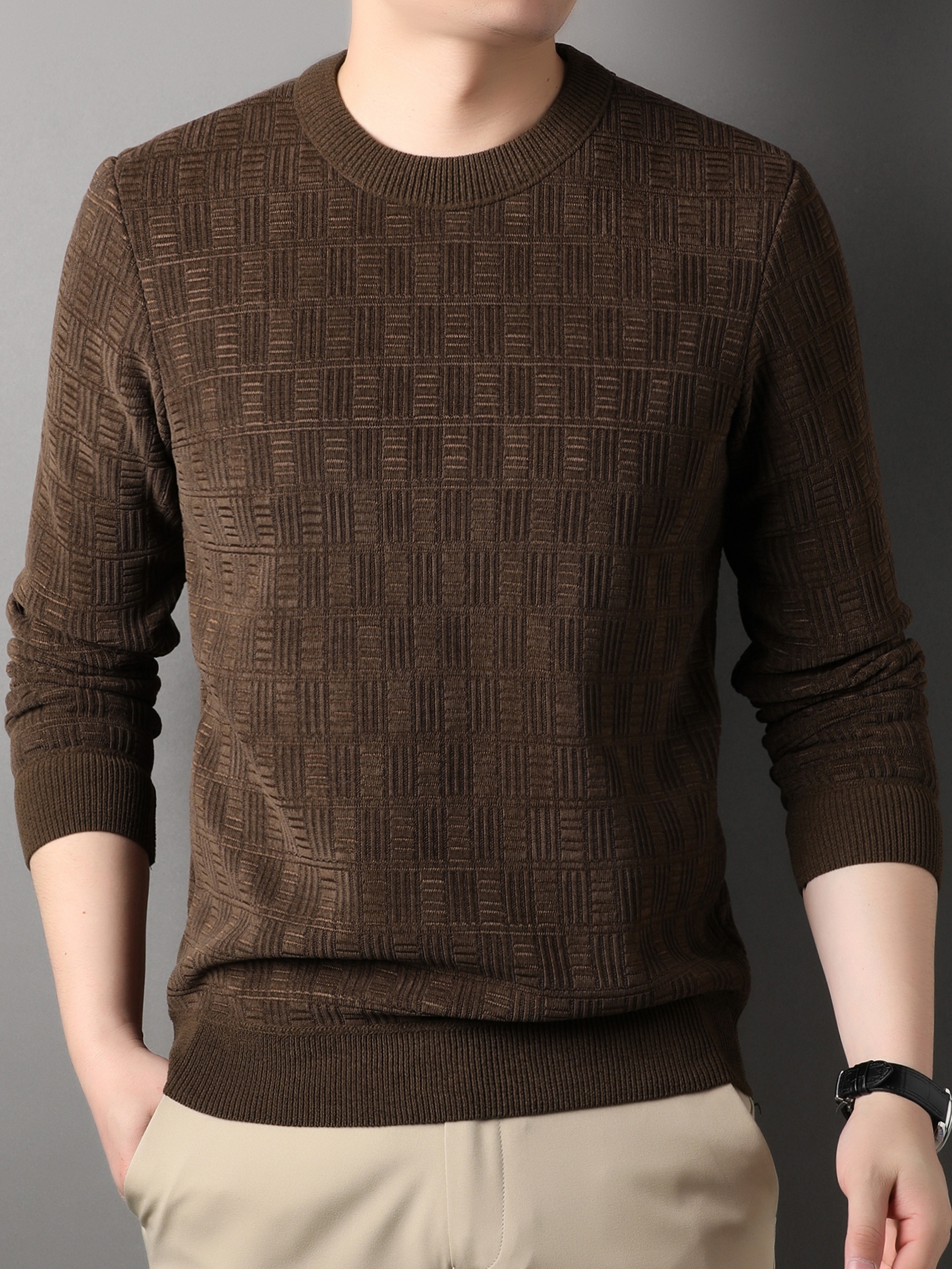 winter new mens casual sweater round neck plus thick base warm sweater best sellers details 16