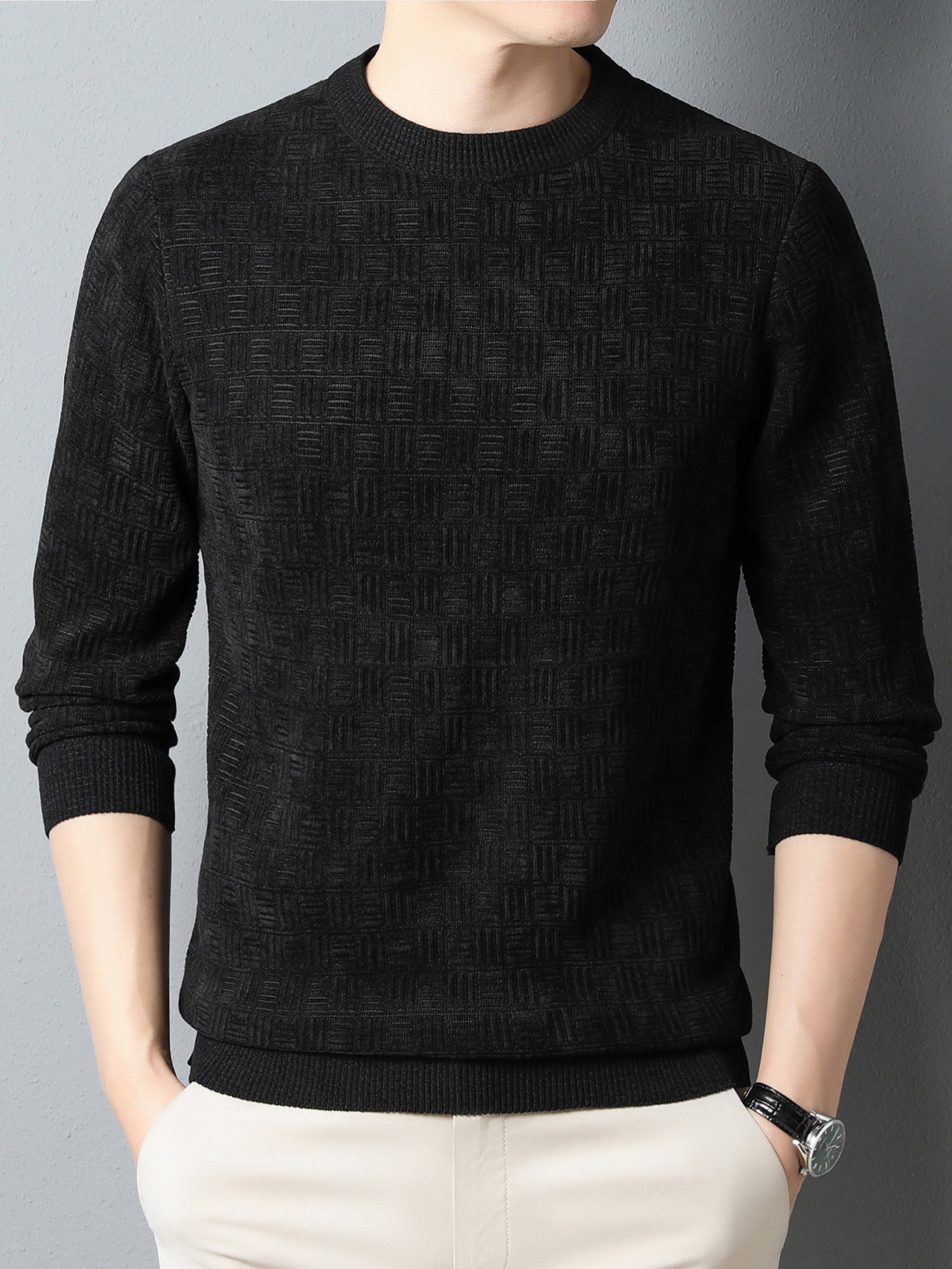 winter new mens casual sweater round neck plus thick base warm sweater best sellers details 17