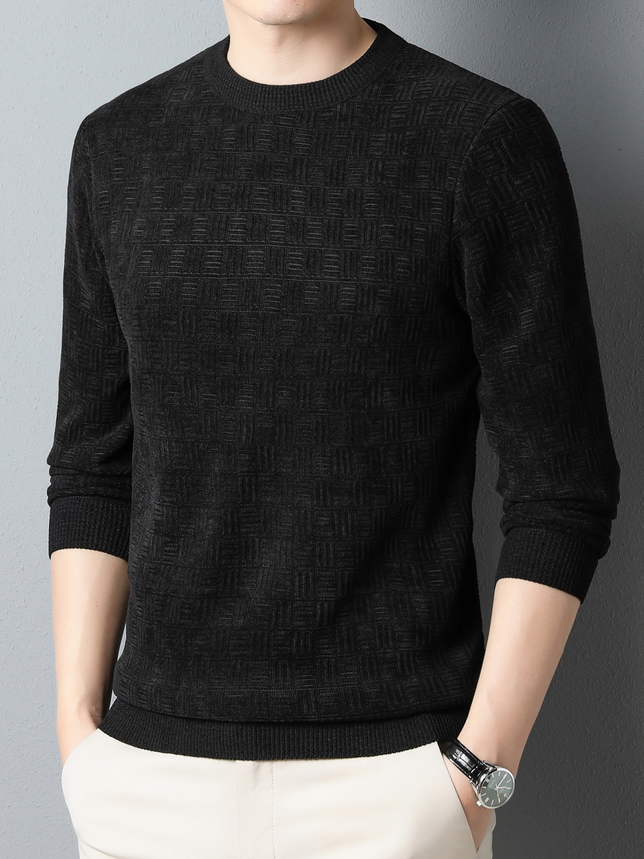 winter new mens casual sweater round neck plus thick base warm sweater best sellers details 18