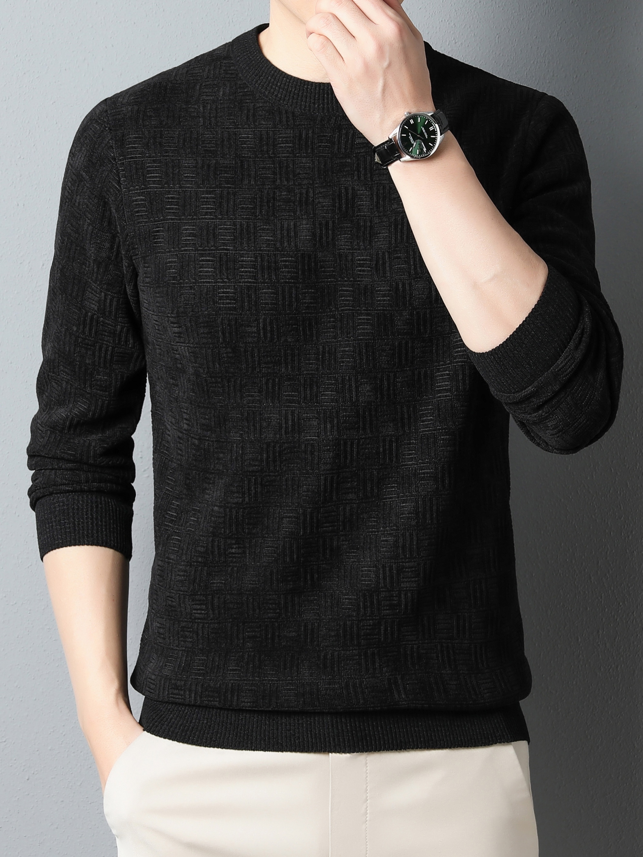 winter new mens casual sweater round neck plus thick base warm sweater best sellers details 22