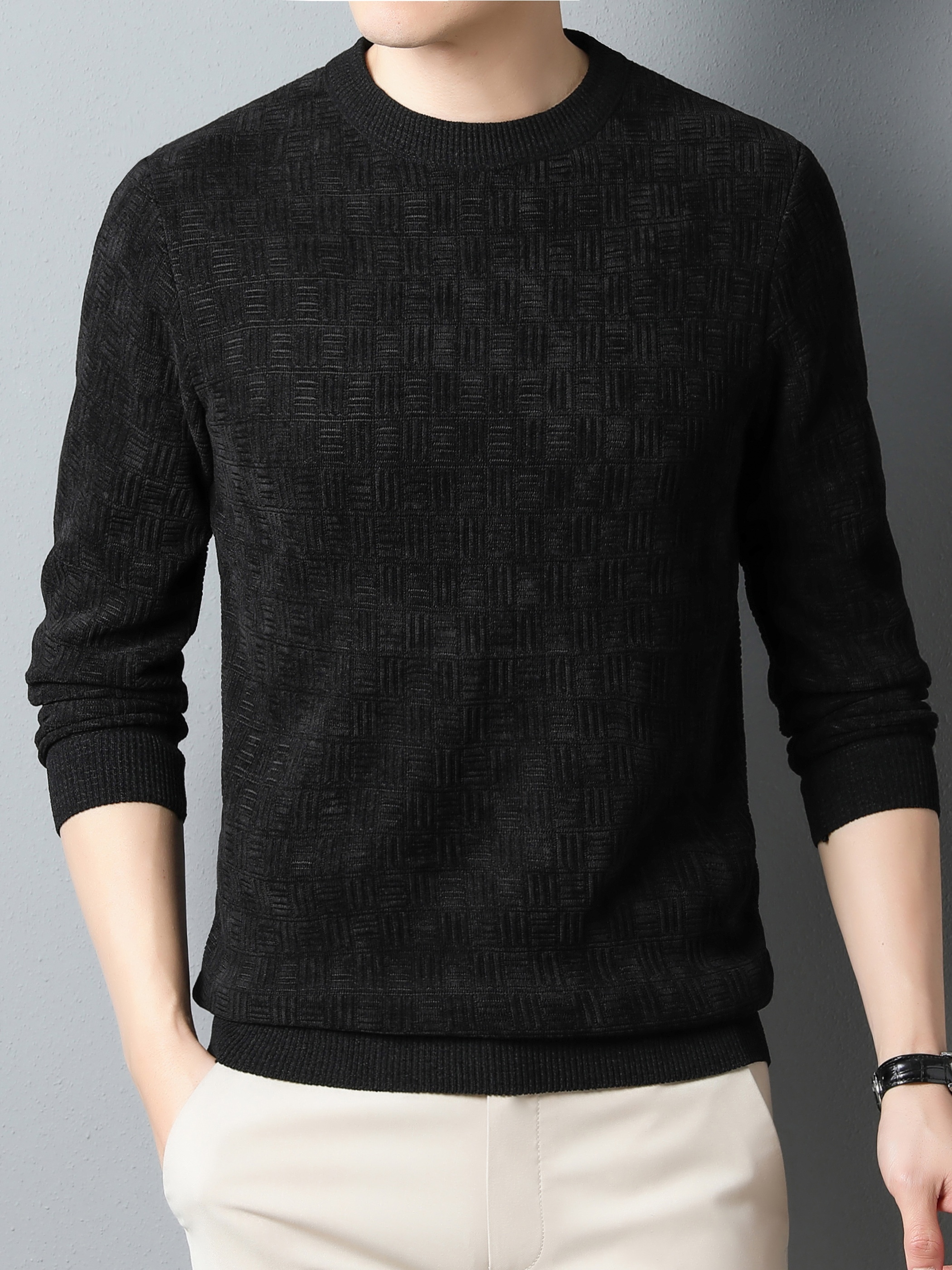 winter new mens casual sweater round neck plus thick base warm sweater best sellers details 23