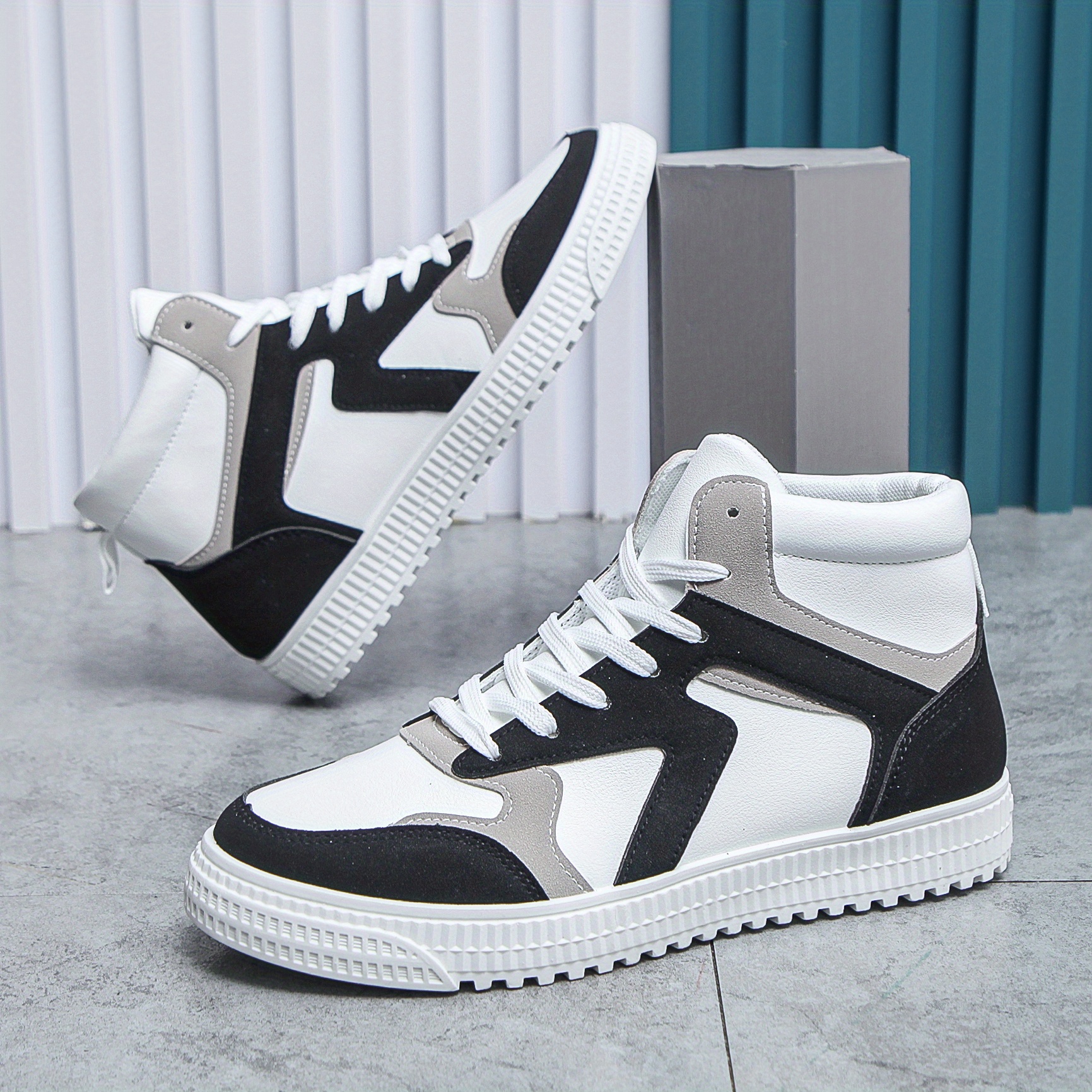 mens trendy mid top basketball shoes durable non slip athletic shoes for youth teenager details 3