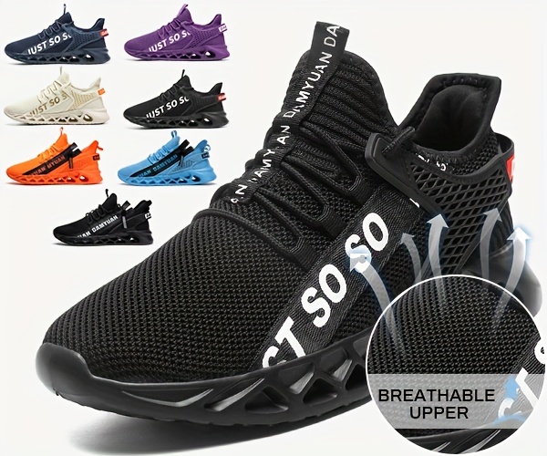 tvtaop mens knit breathable running shoes lace up comfy soft sole sneakers for outdoor jogging spring and summer details 0