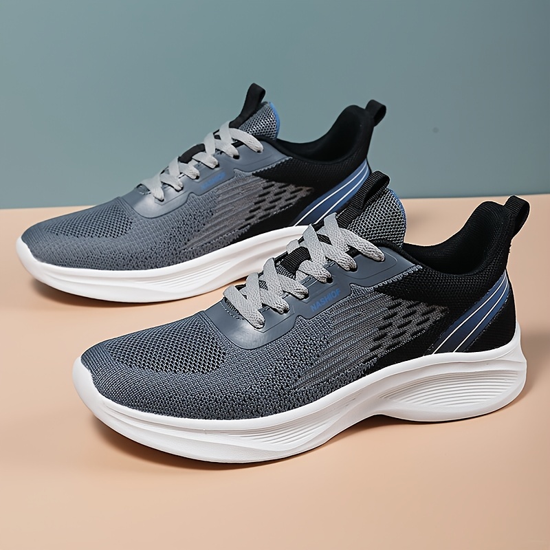 mens cushioned running shoes non slip comfortable breathable lightweight knit sports sneakers details 2