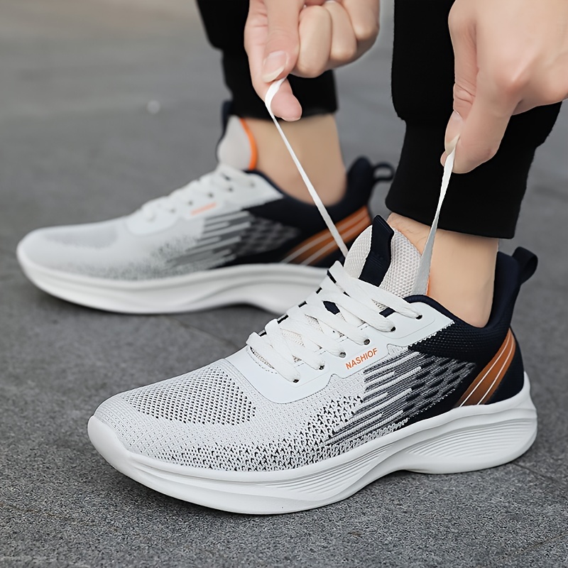 mens cushioned running shoes non slip comfortable breathable lightweight knit sports sneakers details 3