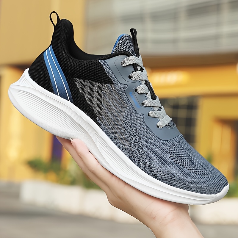 mens cushioned running shoes non slip comfortable breathable lightweight knit sports sneakers details 7