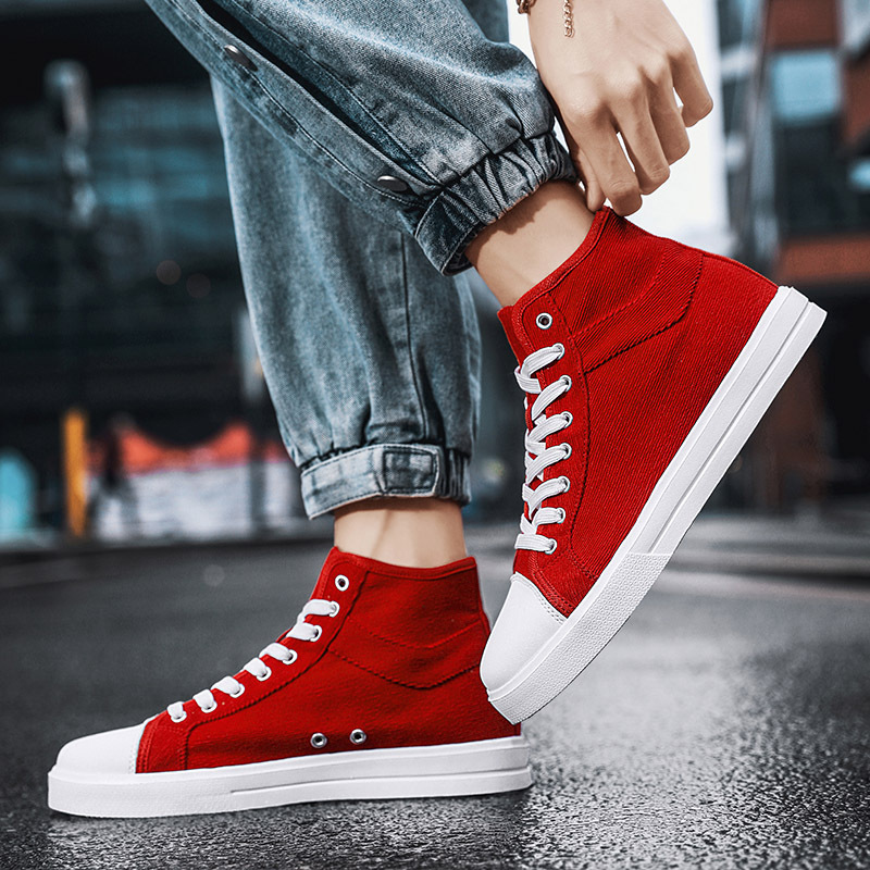 mens canvas shoes fashion high top lightweight breathable walking sneakers mens footwear details 0