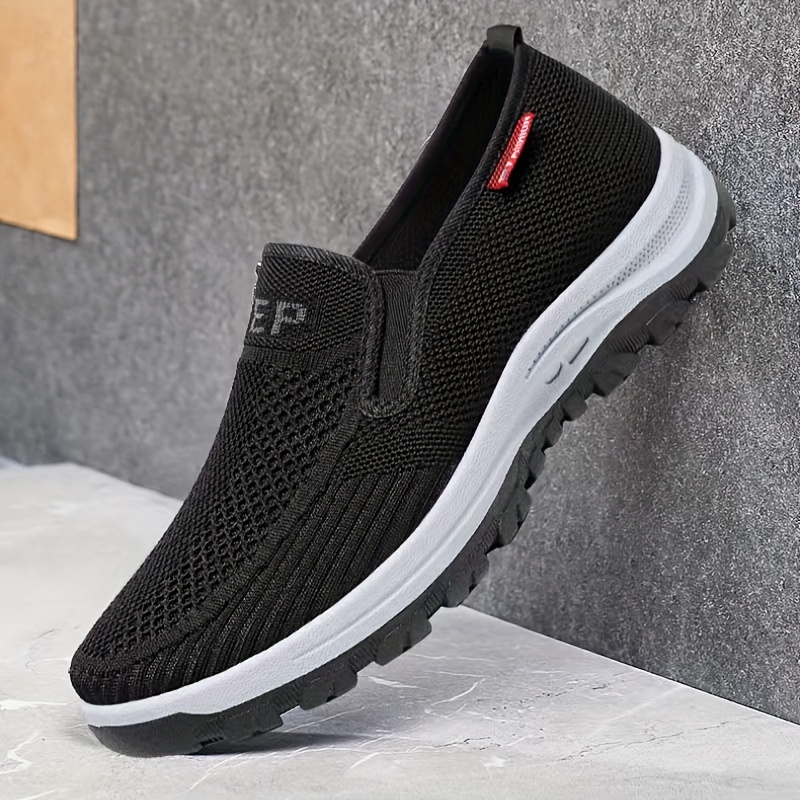 mens knit slip on casual shoes breathable lightweight comfy non slip sneaker spring and summer details 0