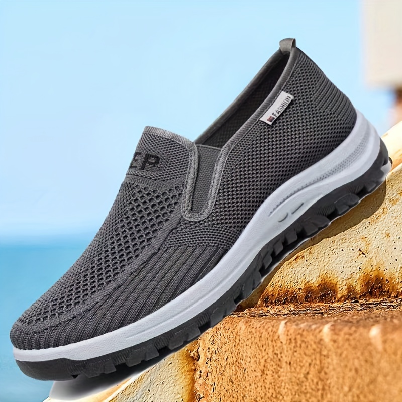 mens knit slip on casual shoes breathable lightweight comfy non slip sneaker spring and summer details 1