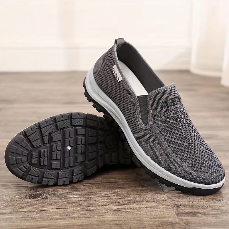 mens knit slip on casual shoes breathable lightweight comfy non slip sneaker spring and summer details 2