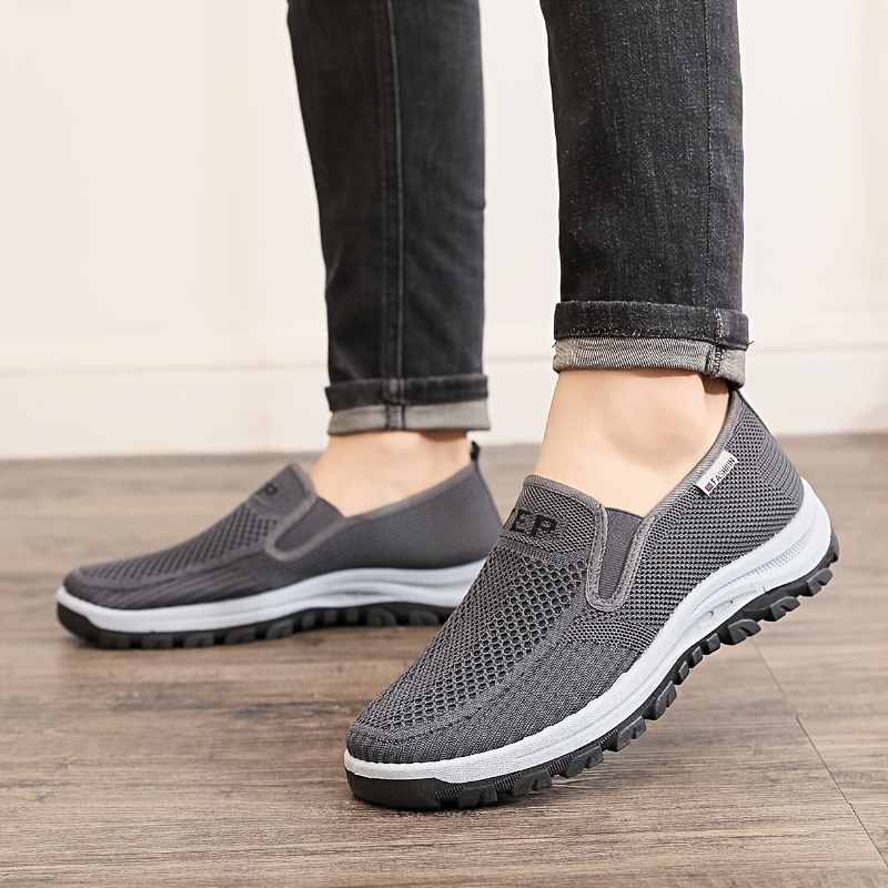 mens knit slip on casual shoes breathable lightweight comfy non slip sneaker spring and summer details 4