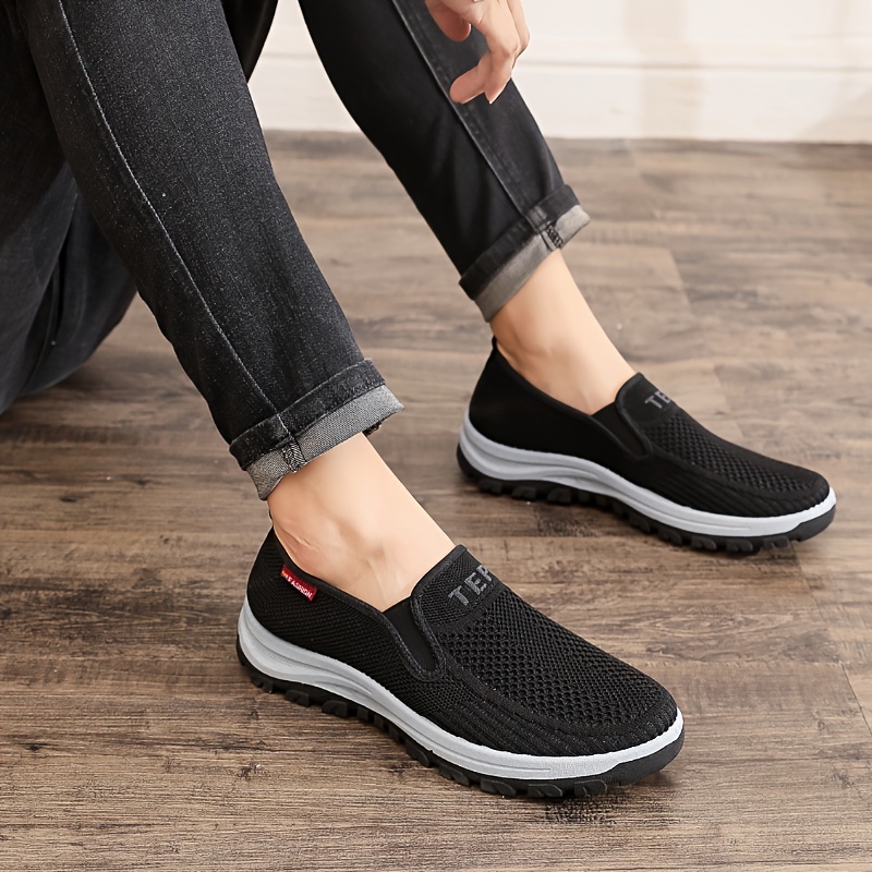 mens knit slip on casual shoes breathable lightweight comfy non slip sneaker spring and summer details 5