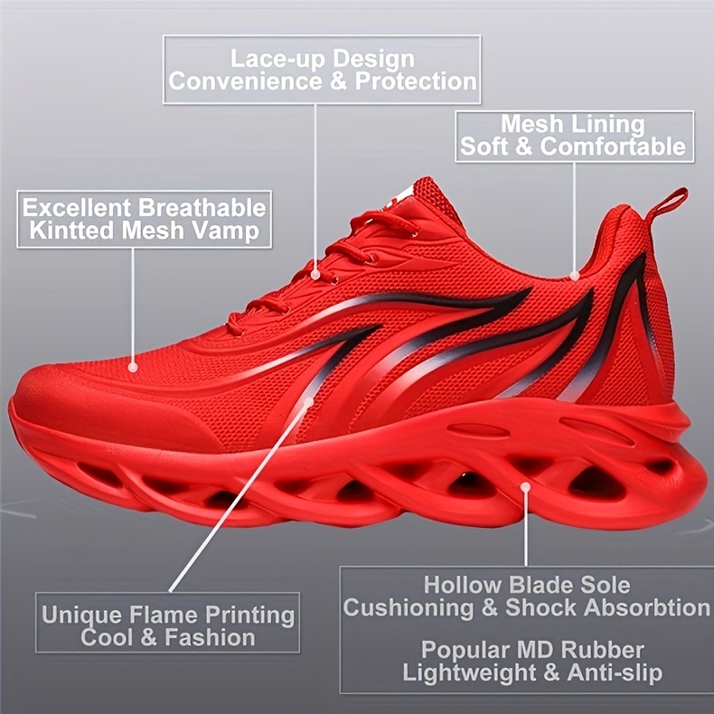 athletic shoes, mens lace up blade sneakers athletic shoes lightweight and breathable running basketball workout gym details 1