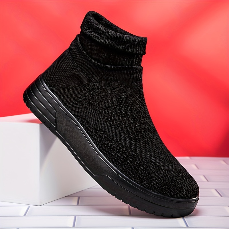 mens trendy woven knit breathable slip on sock shoes comfy non slip soft sole sneakers for mens outdoor activities details 8