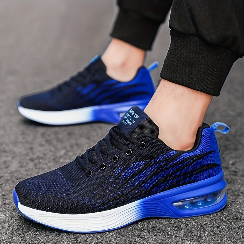 mens air cushioned lace up sneakers athletic shoes shock absorbing and breathable running basketball workout gym details 0