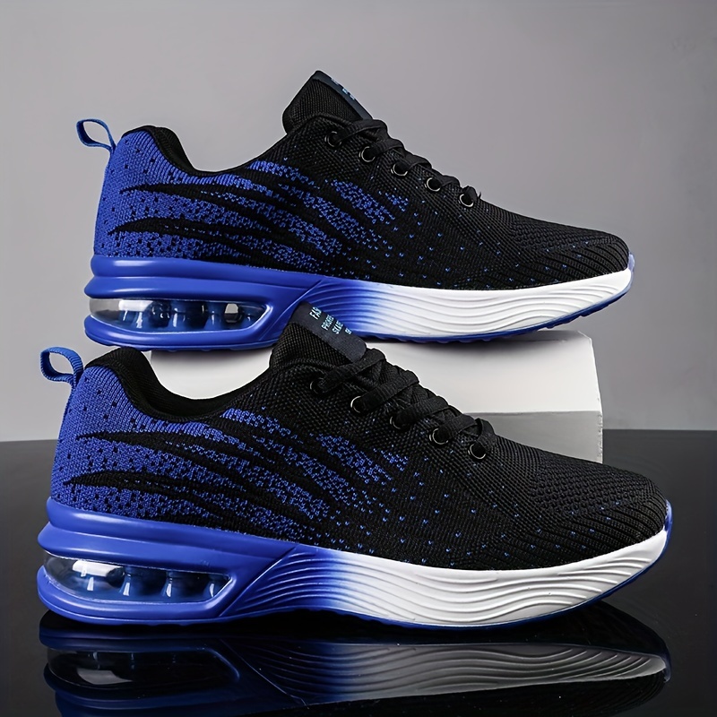 mens air cushioned lace up sneakers athletic shoes shock absorbing and breathable running basketball workout gym details 1