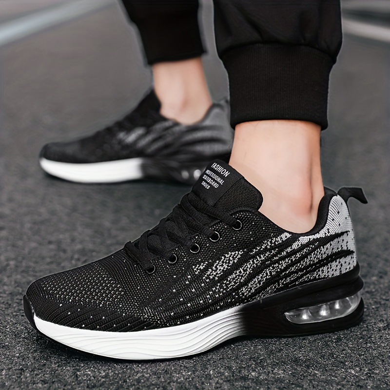 mens air cushioned lace up sneakers athletic shoes shock absorbing and breathable running basketball workout gym details 6