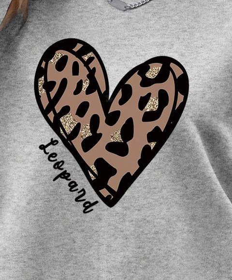 leopard heart print sweatshirt, leopard heart print sweatshirt casual long sleeve crew neck sweatshirt womens clothing details 11