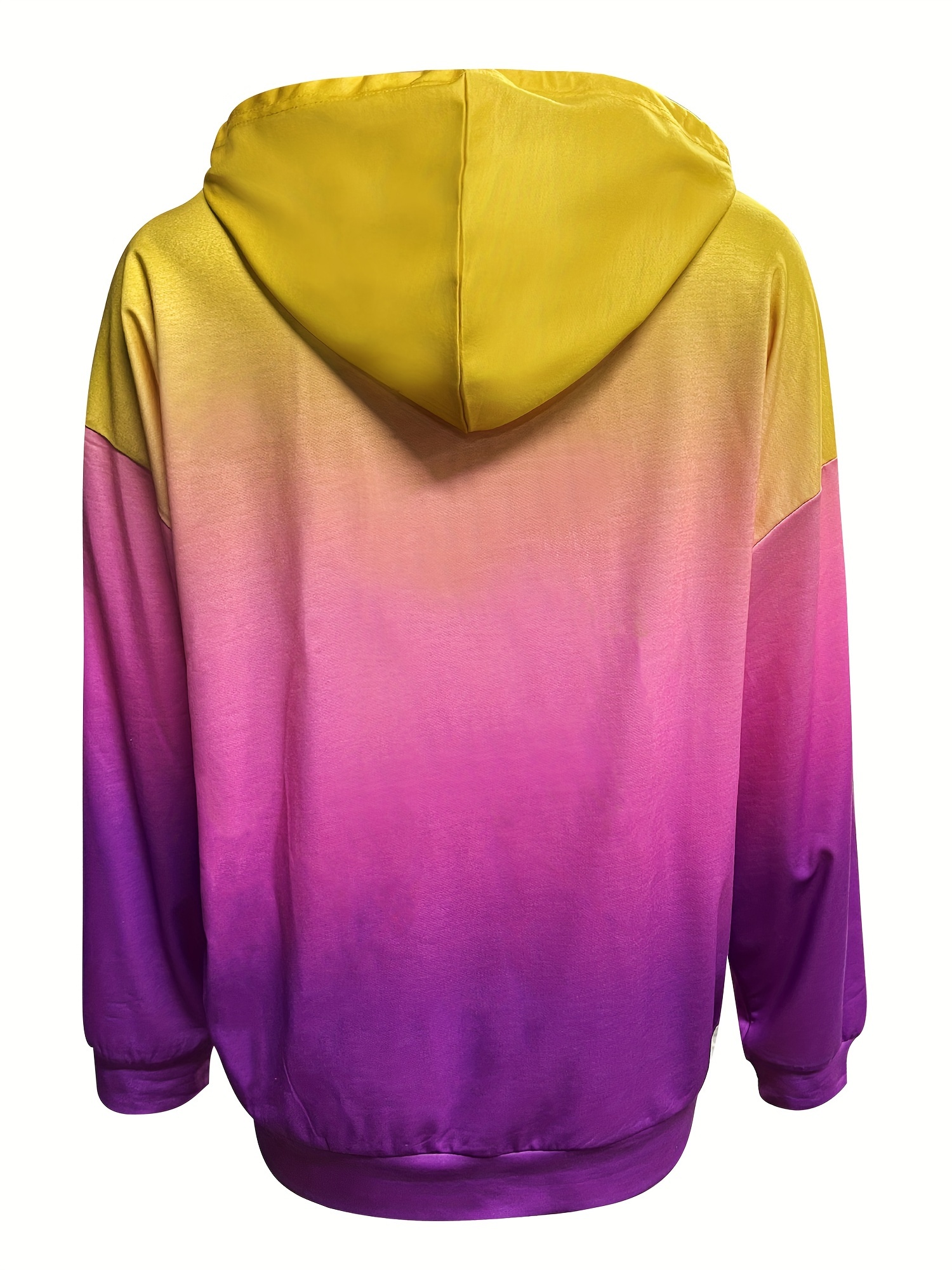 ombre drawstring hoodie casual long sleeve kangaroo pocket sweatshirt womens clothing details 7