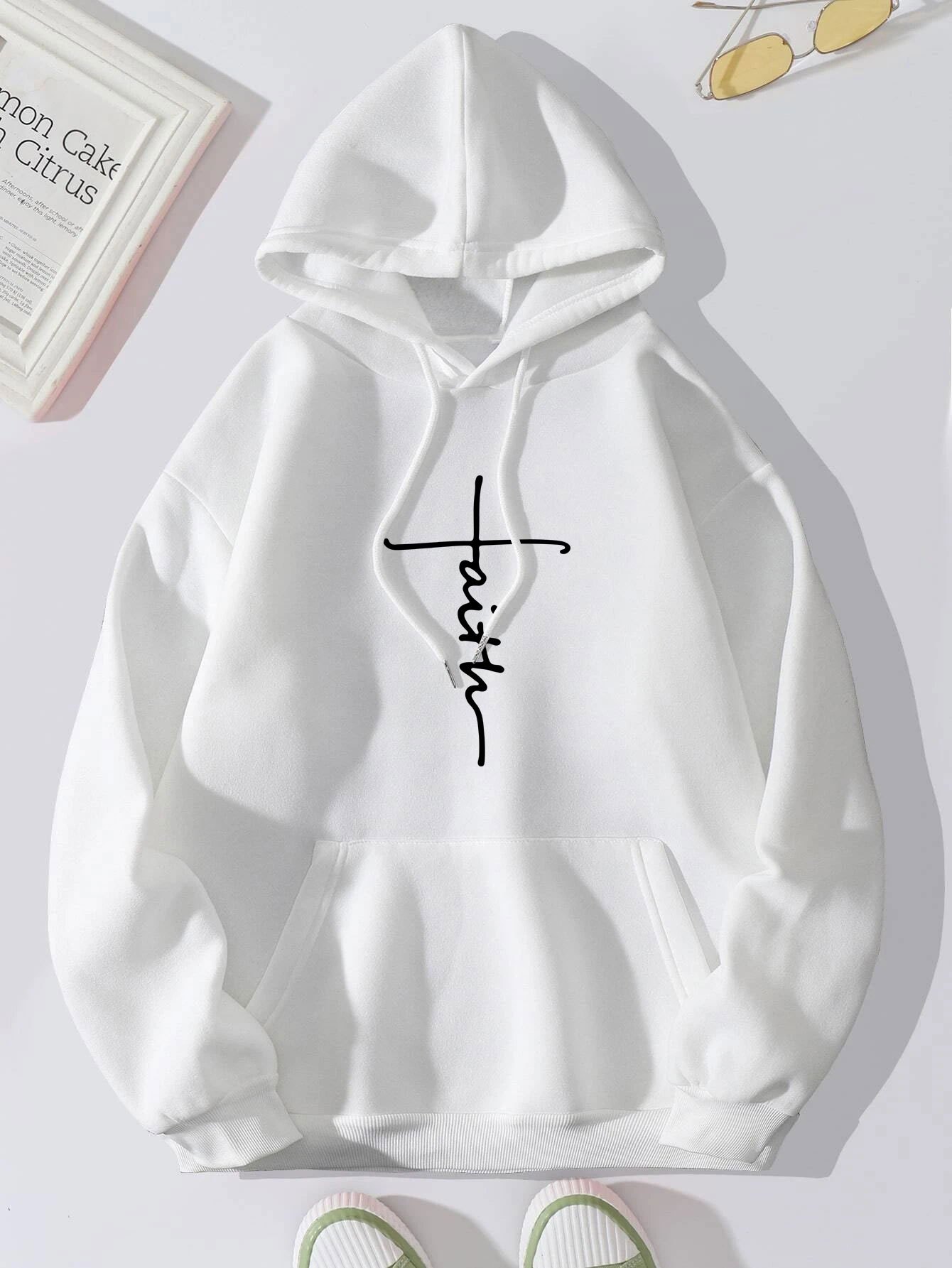 letter print kangaroo pocket drawstring thermal hoodie casual printed long sleeve hoodies sweatshirts womens clothing details 0