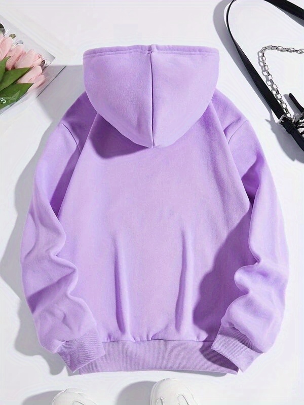 heart print kangaroo pocket hoodie casual long sleeve drawstring hoodies sweatshirt womens clothing details 6