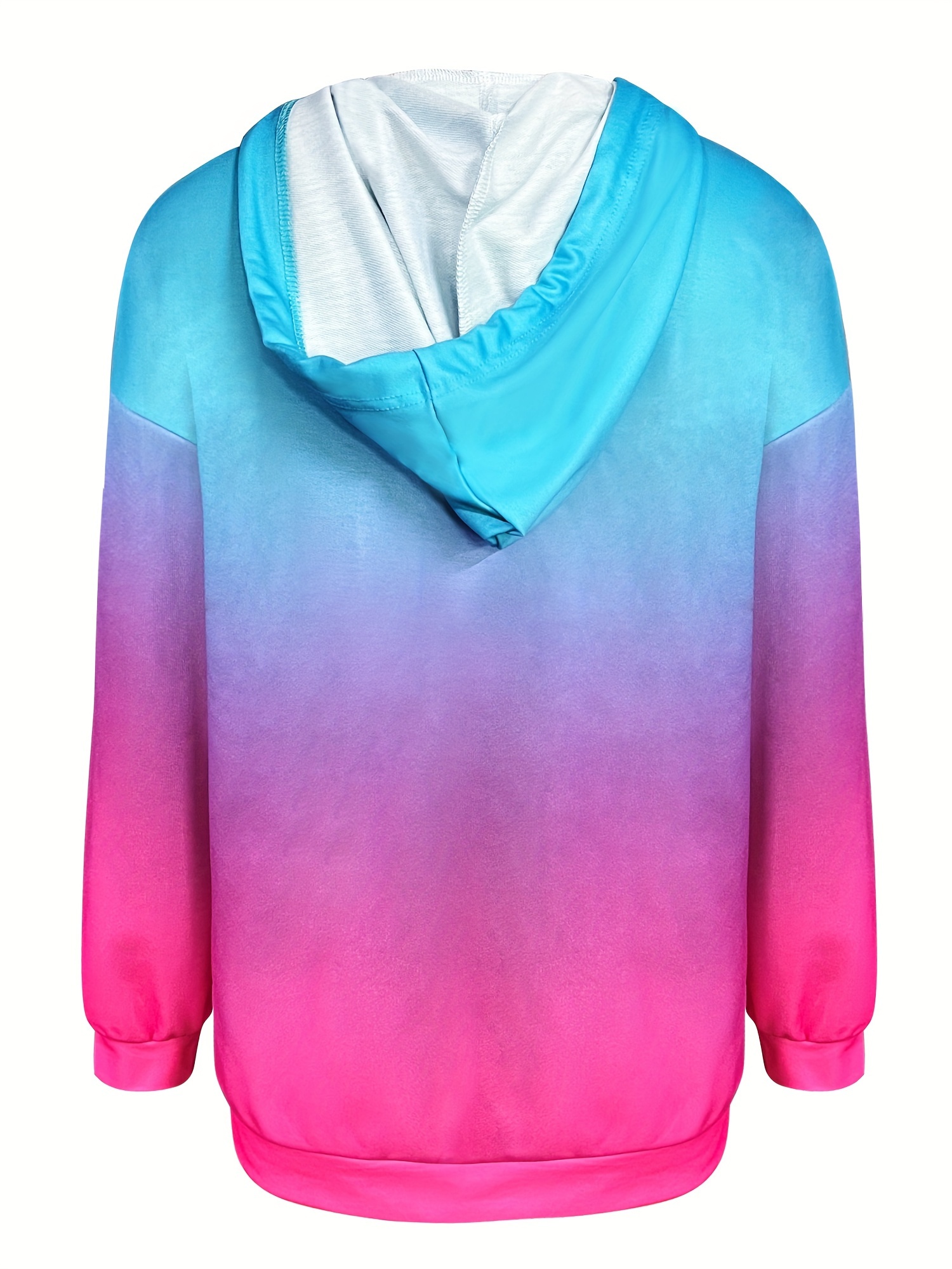 ombre drawstring hoodie casual long sleeve kangaroo pocket sweatshirt womens clothing details 3