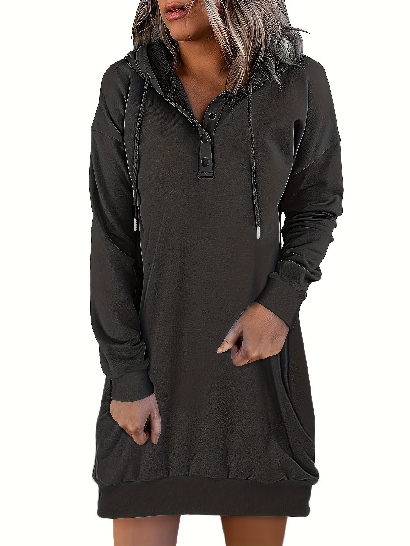 button front pullover drawstring hoodie casual long sleeve thigh length hoodie sweatshirt womens clothing details 10