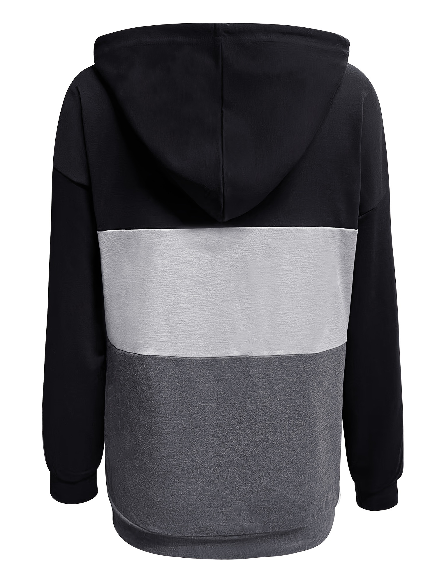 color block button drawstring hoodie casual long sleeve kangaroo pocket sweatshirt womens clothing details 6