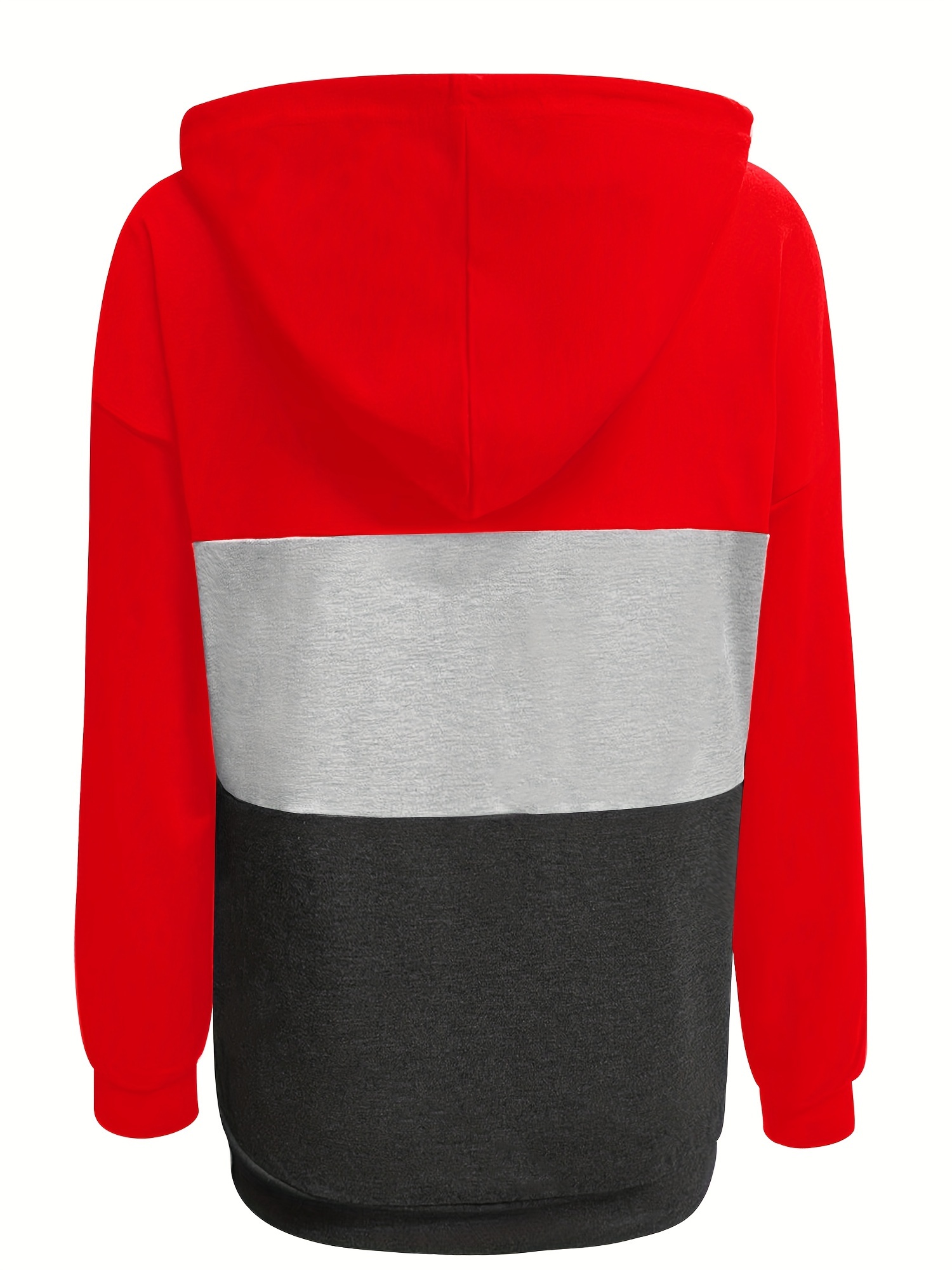 color block button drawstring hoodie casual long sleeve kangaroo pocket sweatshirt womens clothing details 12