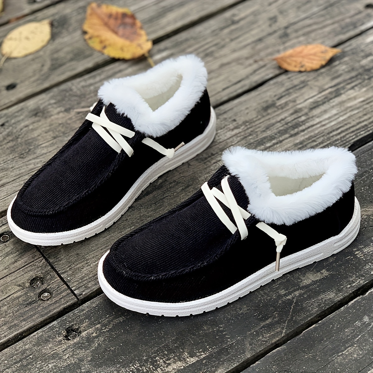 womens simple canvas shoes casual lace up plush lined shoes lightweight low top sneakers details 0