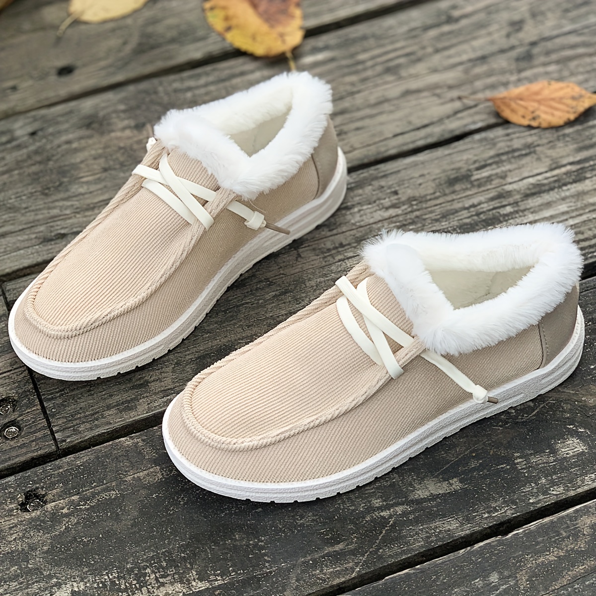 womens simple canvas shoes casual lace up plush lined shoes lightweight low top sneakers details 3